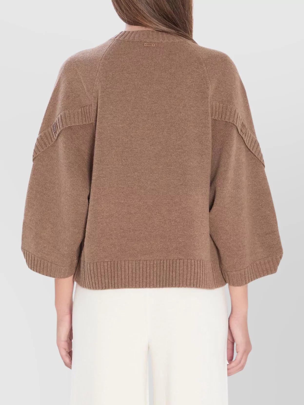 Max Mara Knitwear With Button Detail And Raglan Sleeves In Brown