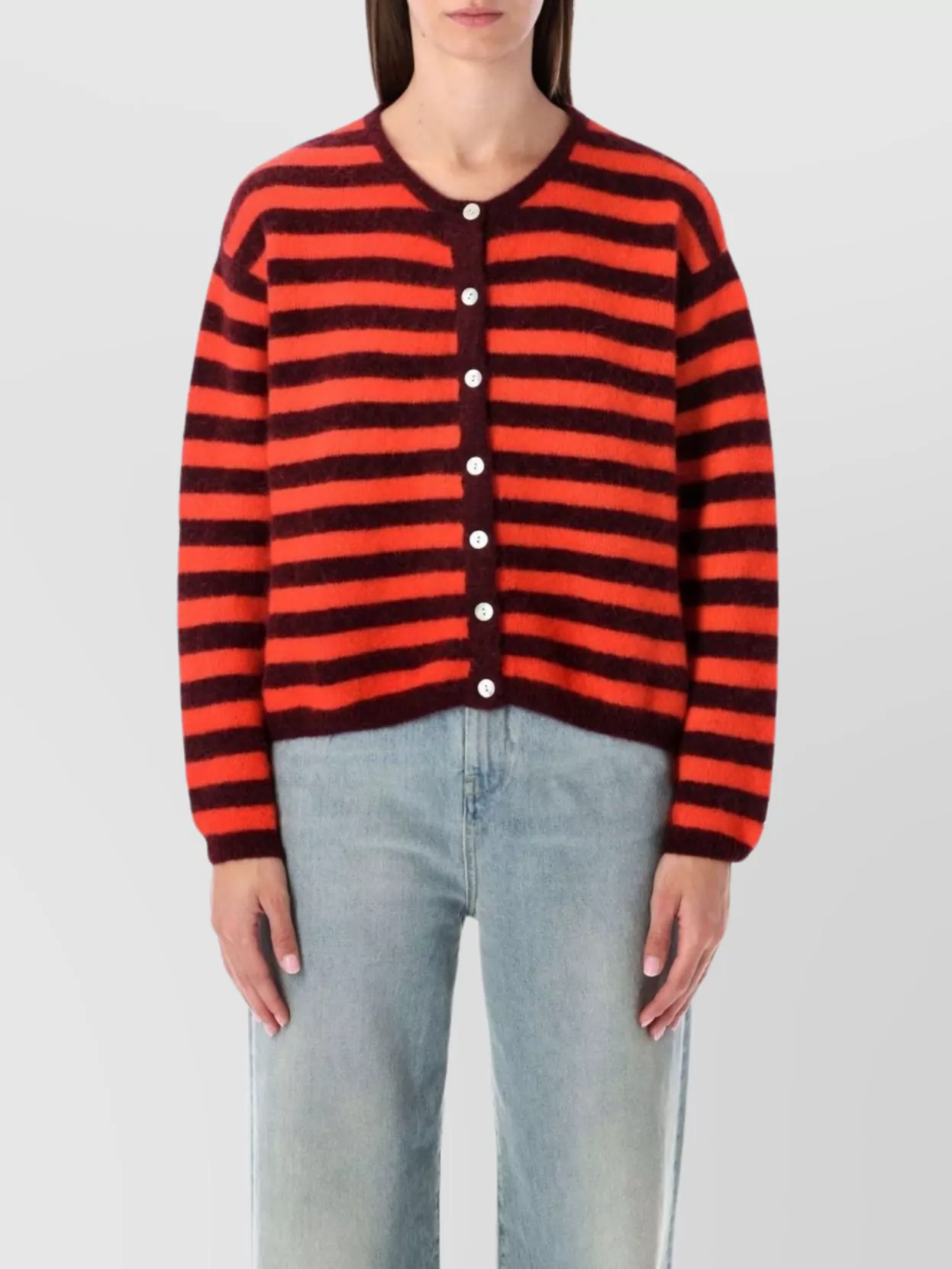 American Vintage Striped Knit Cardigan Long Sleeves