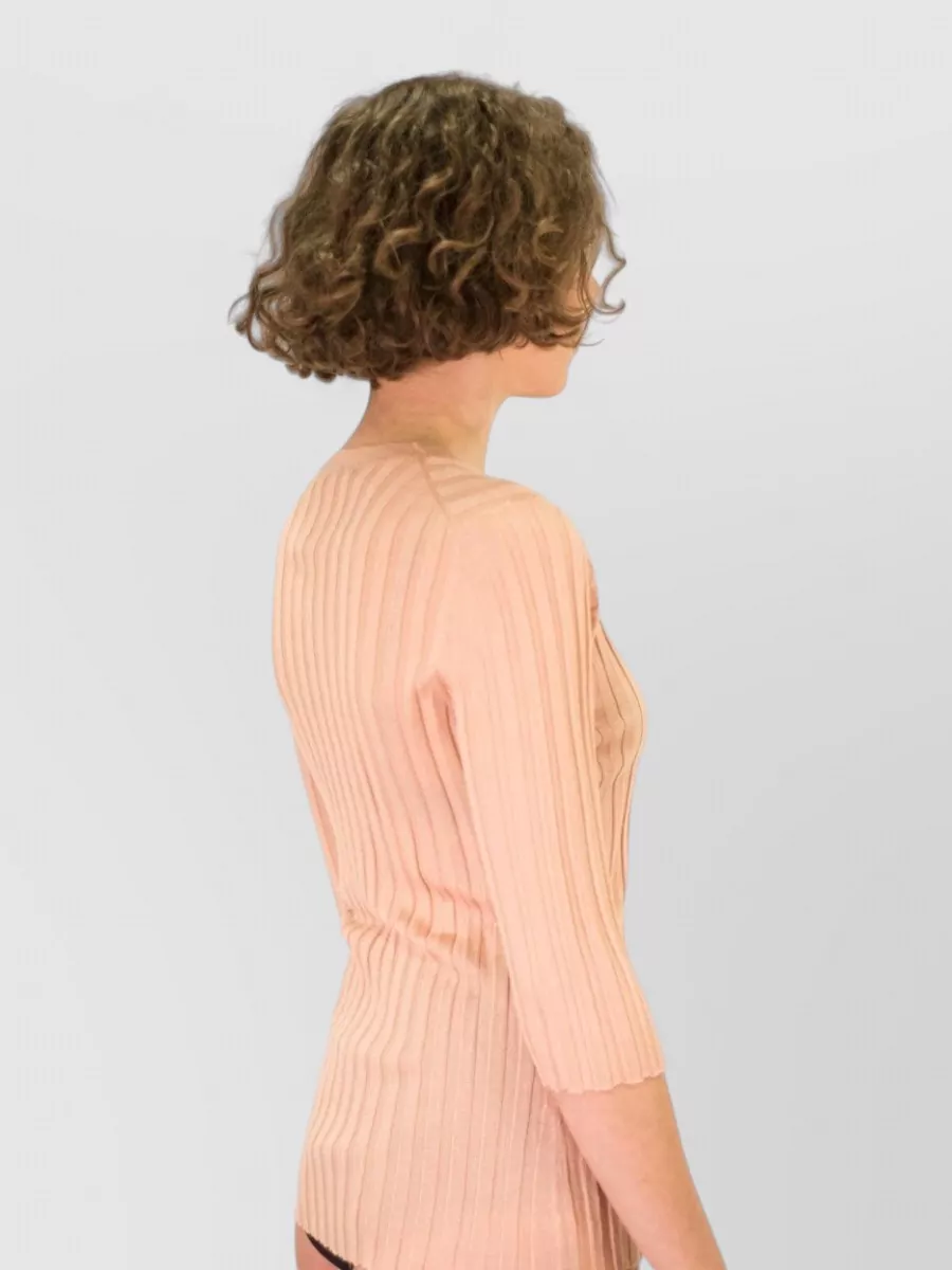 La Rose Cashmere Silk V Neck Knitted Top