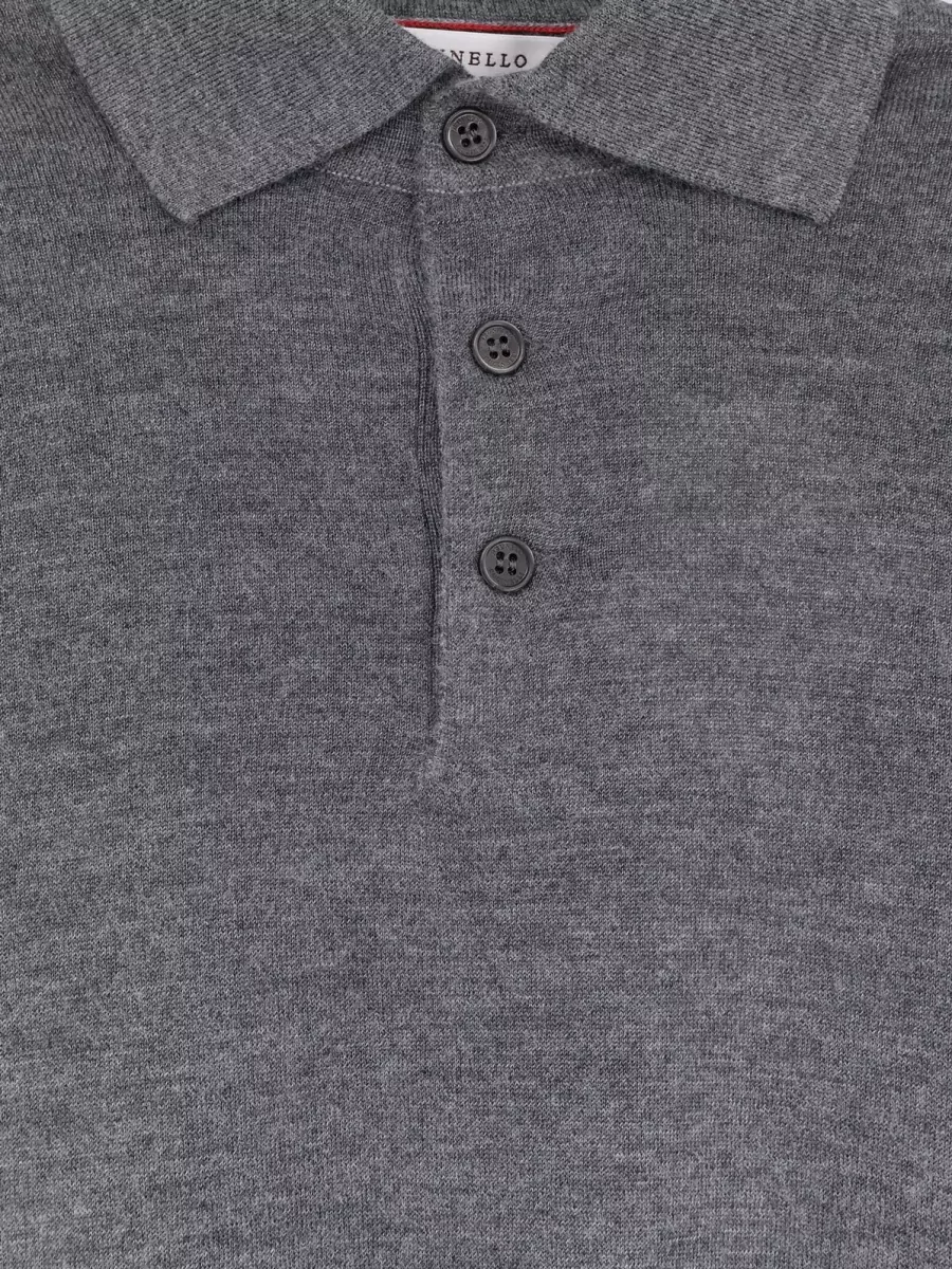 Brunello Cucinelli Cashmere Silk Long-Sleeve Polo Shirt