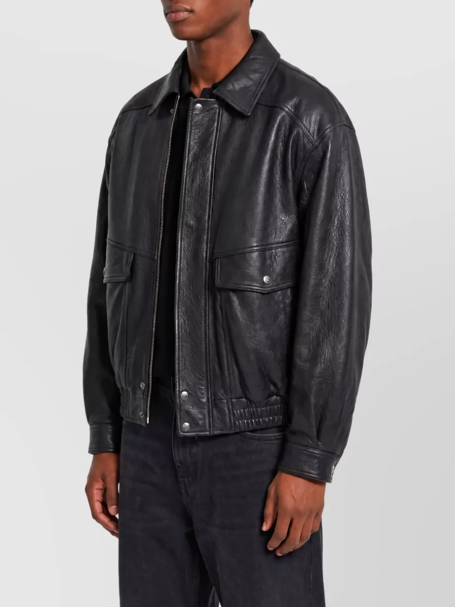 Dunst Leather Oversized Bomber Jacket
