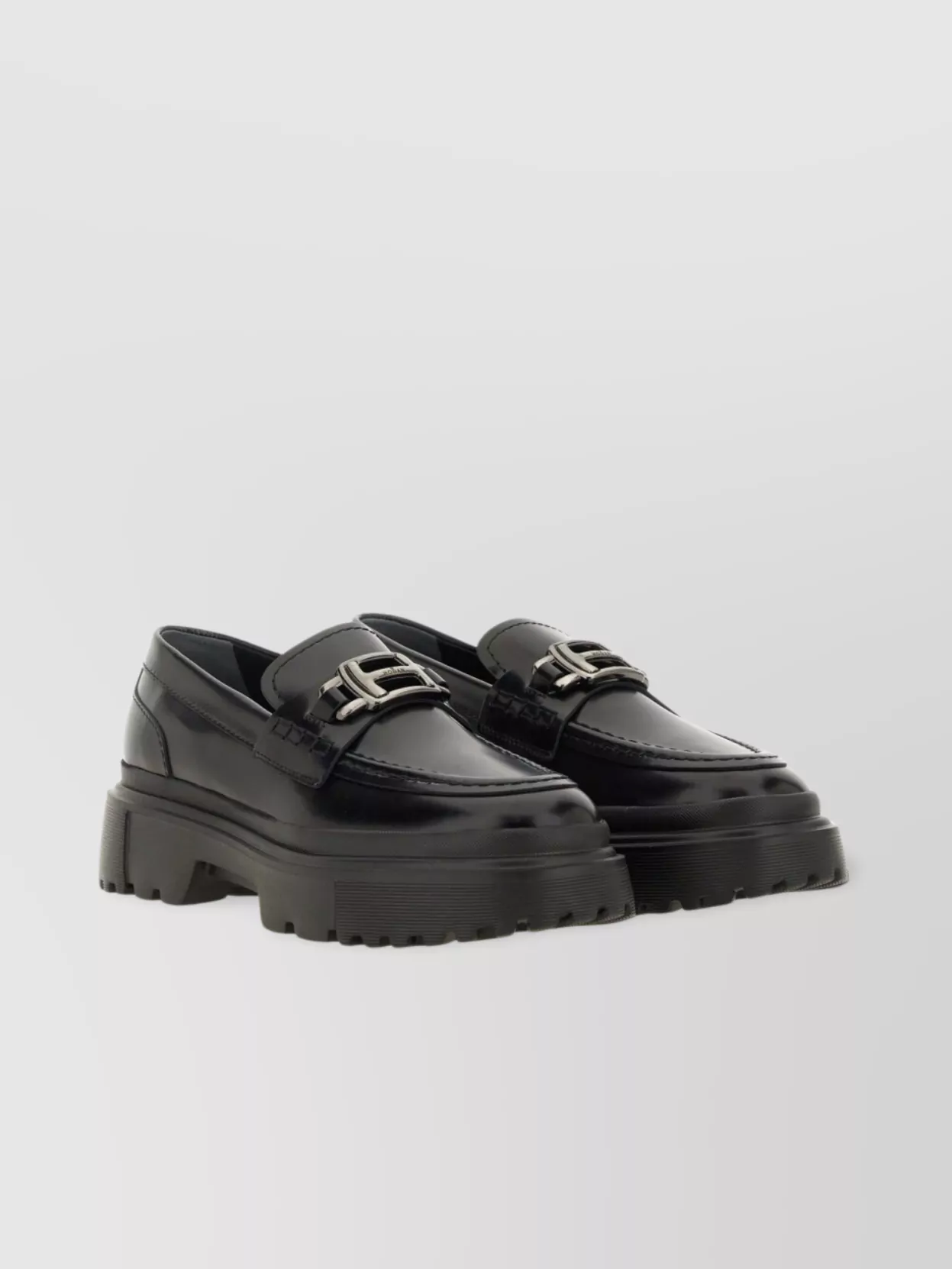 Hogan Chunky Sole Loafers Metal Buckle