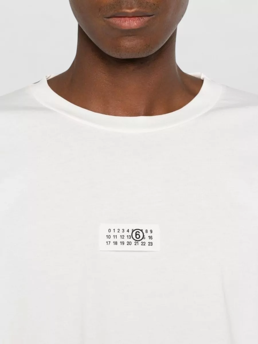 Mm6 Maison Margiela Cotton Logo-Patch Crew-Neck Long-Sleeve T-Shirt