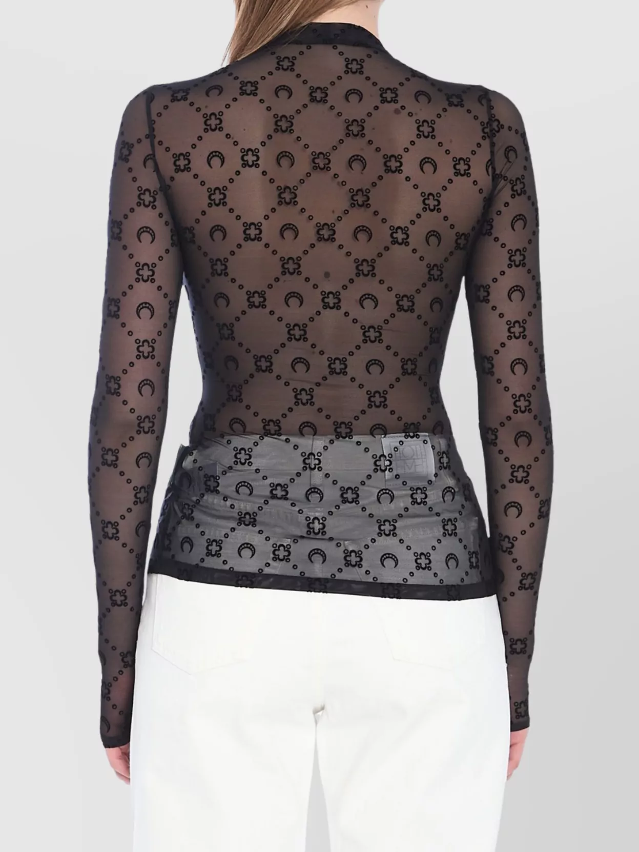 Marine Serre High-Neck Mesh Top Moonogram Pattern