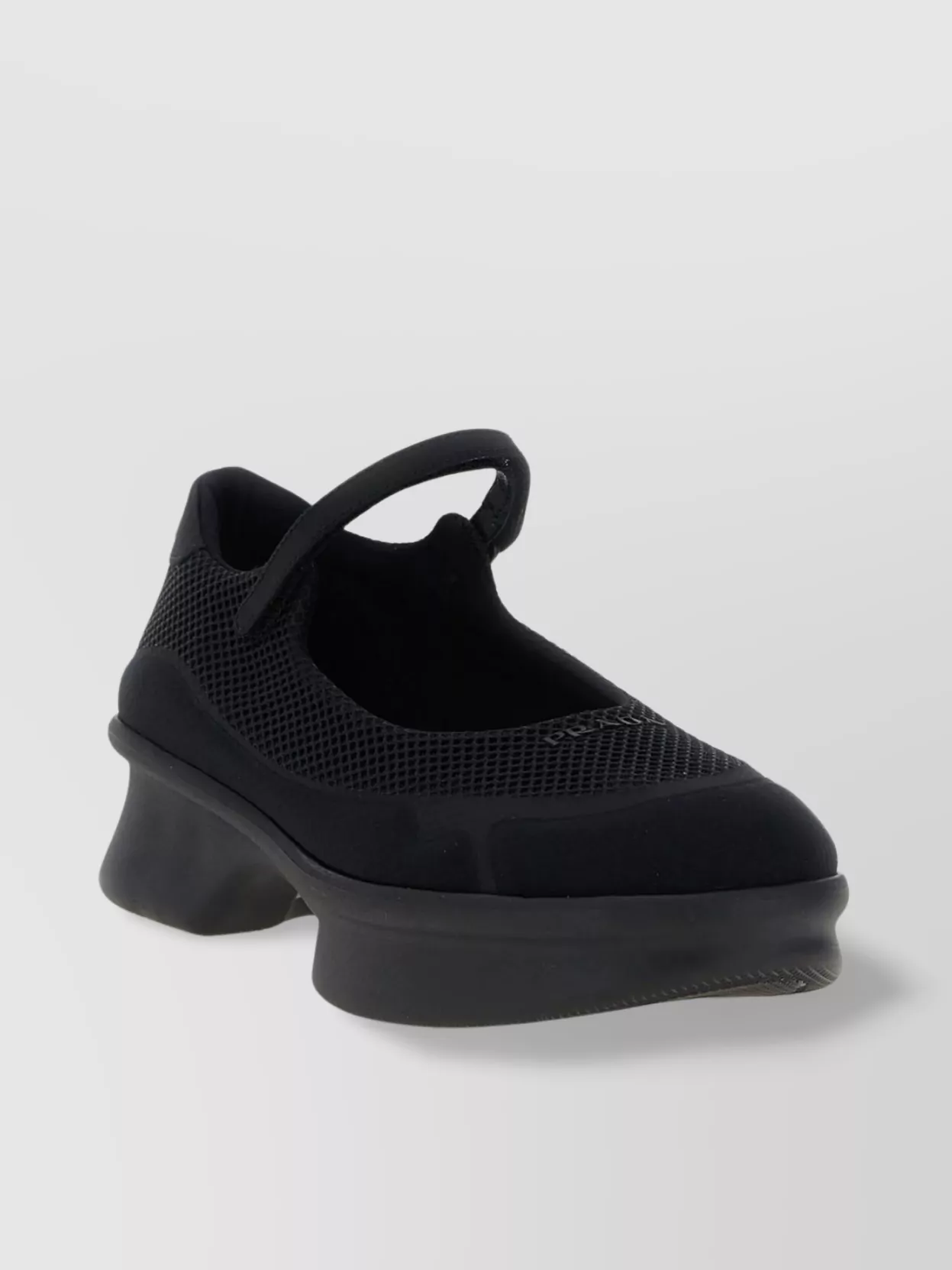 Prada Wavy Mesh Platform Ballerina Shoes In Black