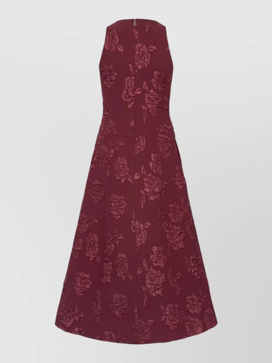 Rotate Jacquard Sleeveless Keyhole Flared Midi Dress