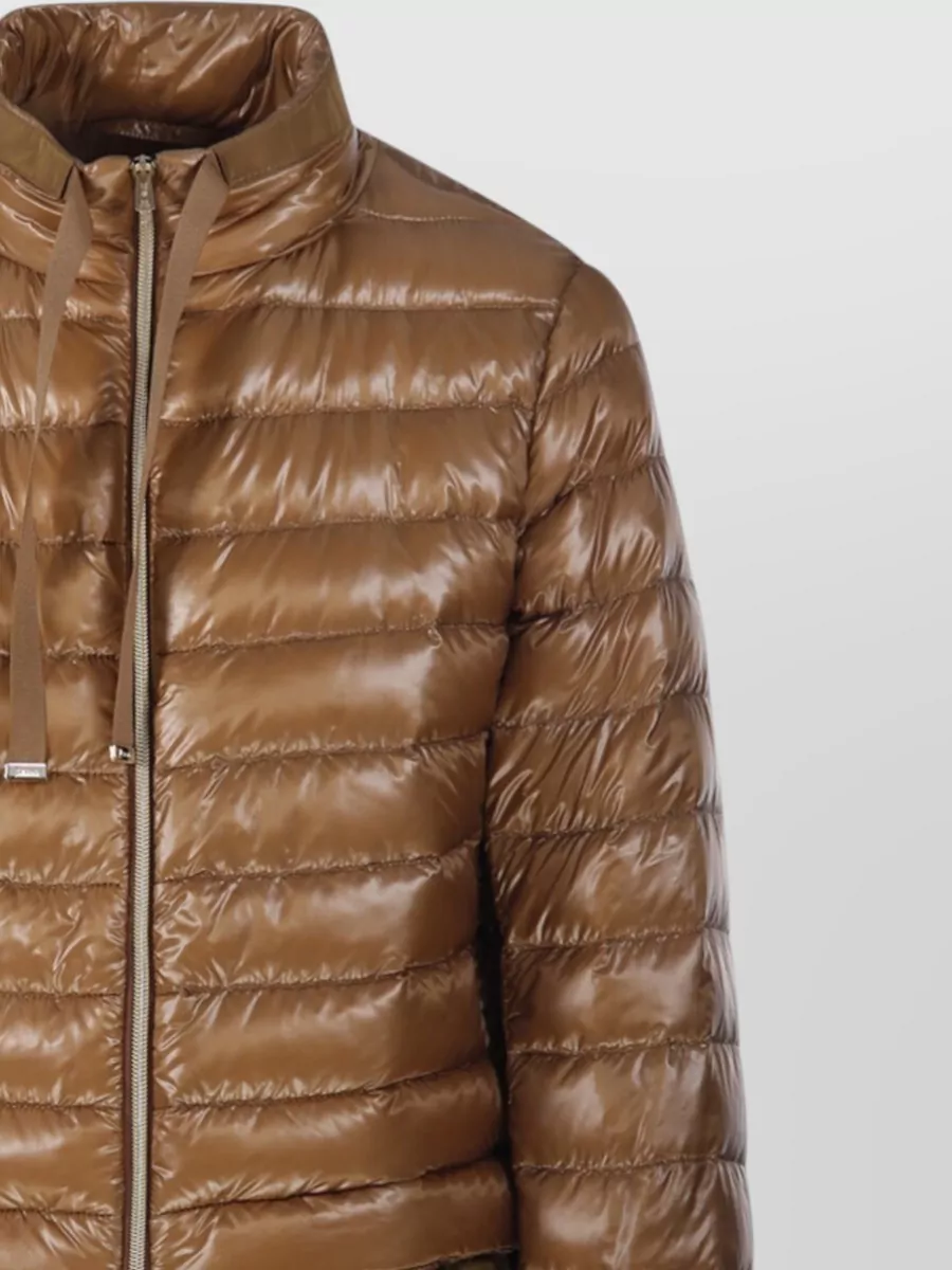 Herno Down Jacket Peplum Hem High Collar