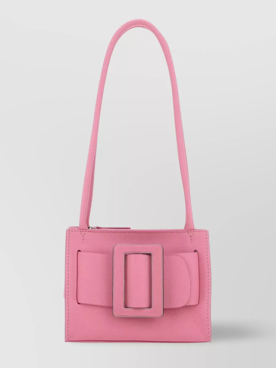 Boyy Soft Leather Shoulder Bag With Front Buckle Detail In Pink