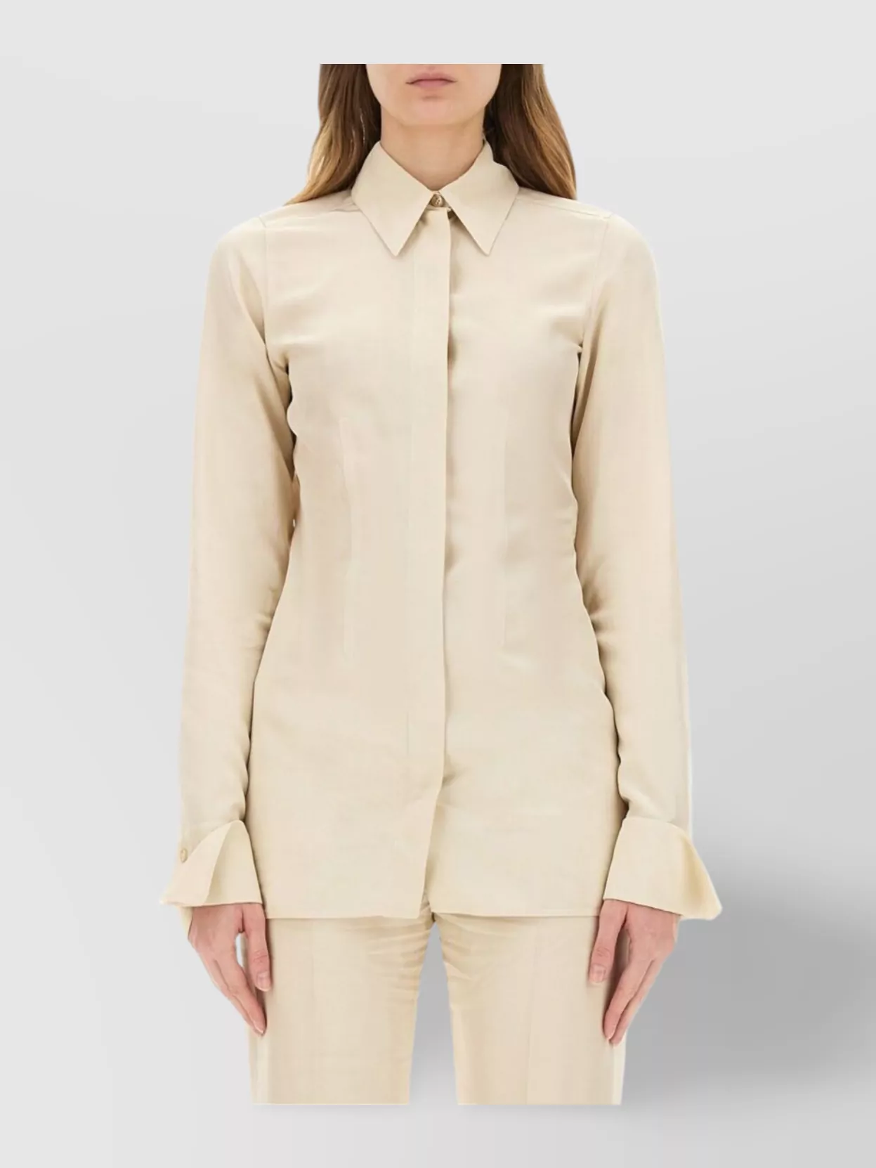 Sportmax Long Sleeve Collared Shirt With Open Back