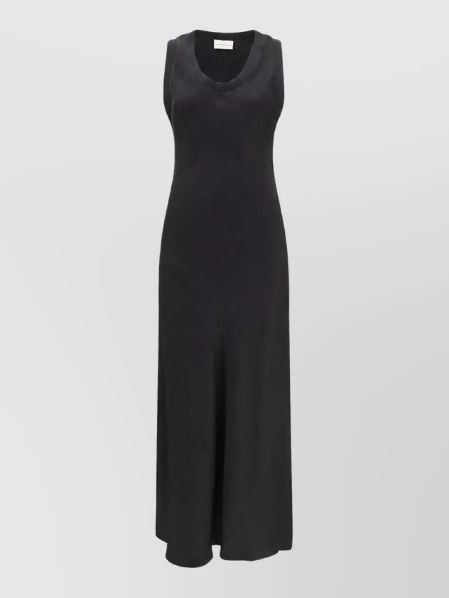 Ami Paris viscose satin sleeveless maxi dress