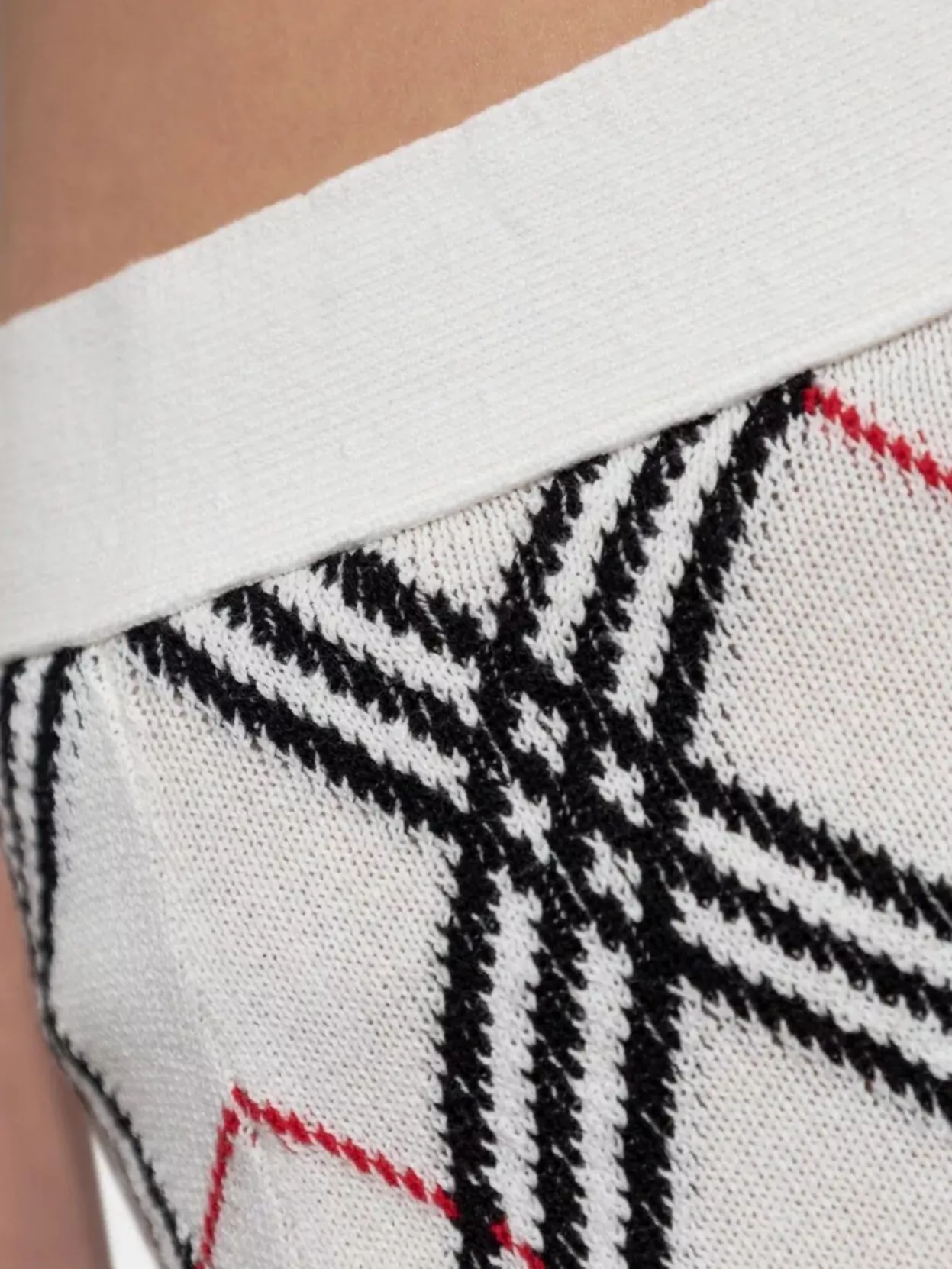Burberry Checkered Knit Knee-Length Skirt