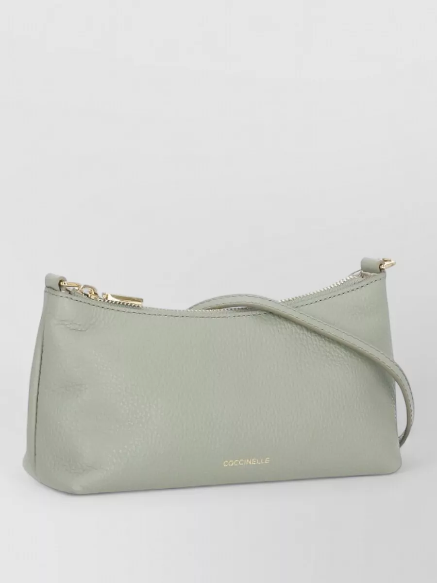 Coccinelle Pebbled Leather Shoulder Bag Gold Tone Chain