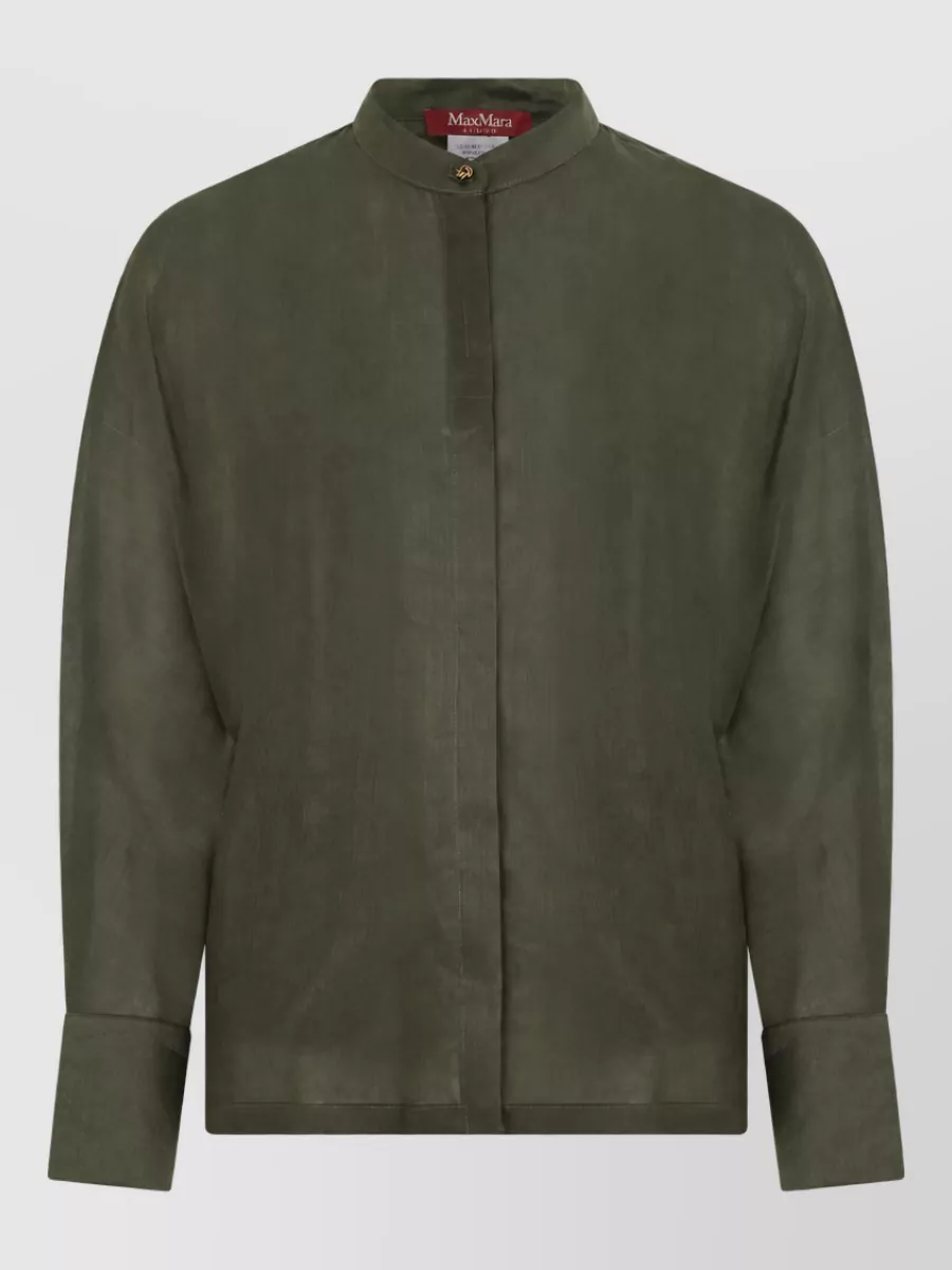 S Max Mara long-sleeve band-collar shirt