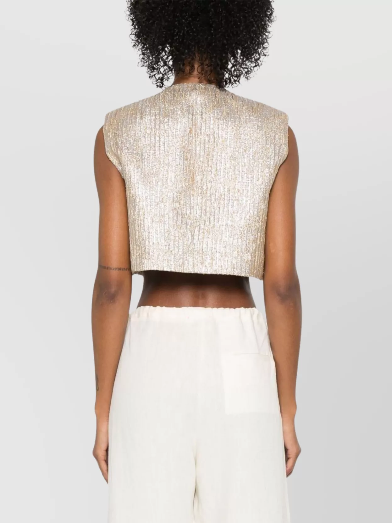 Shop Forte Forte Shimmering Cropped Vest Sequin Embellishments