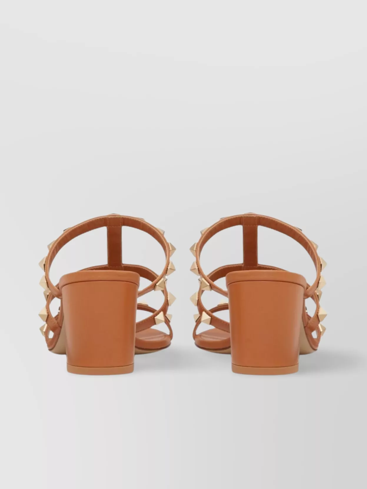 Shop Valentino Studded Leather Mules Block Heel