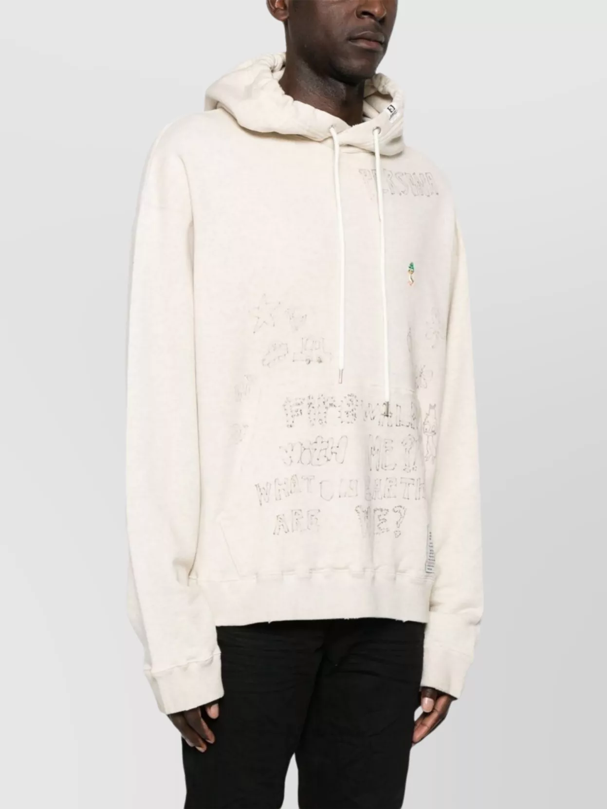 Maison Mihara Yasuhiro Embroidered Drawstring Cotton Hoodie
