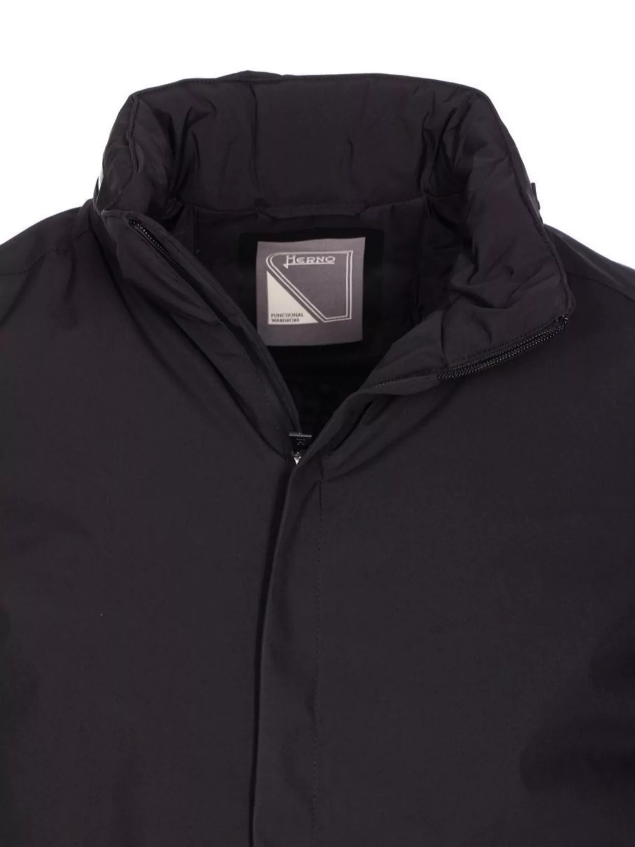 Herno Down Jacket With High Neck And Side Pockets In Blue