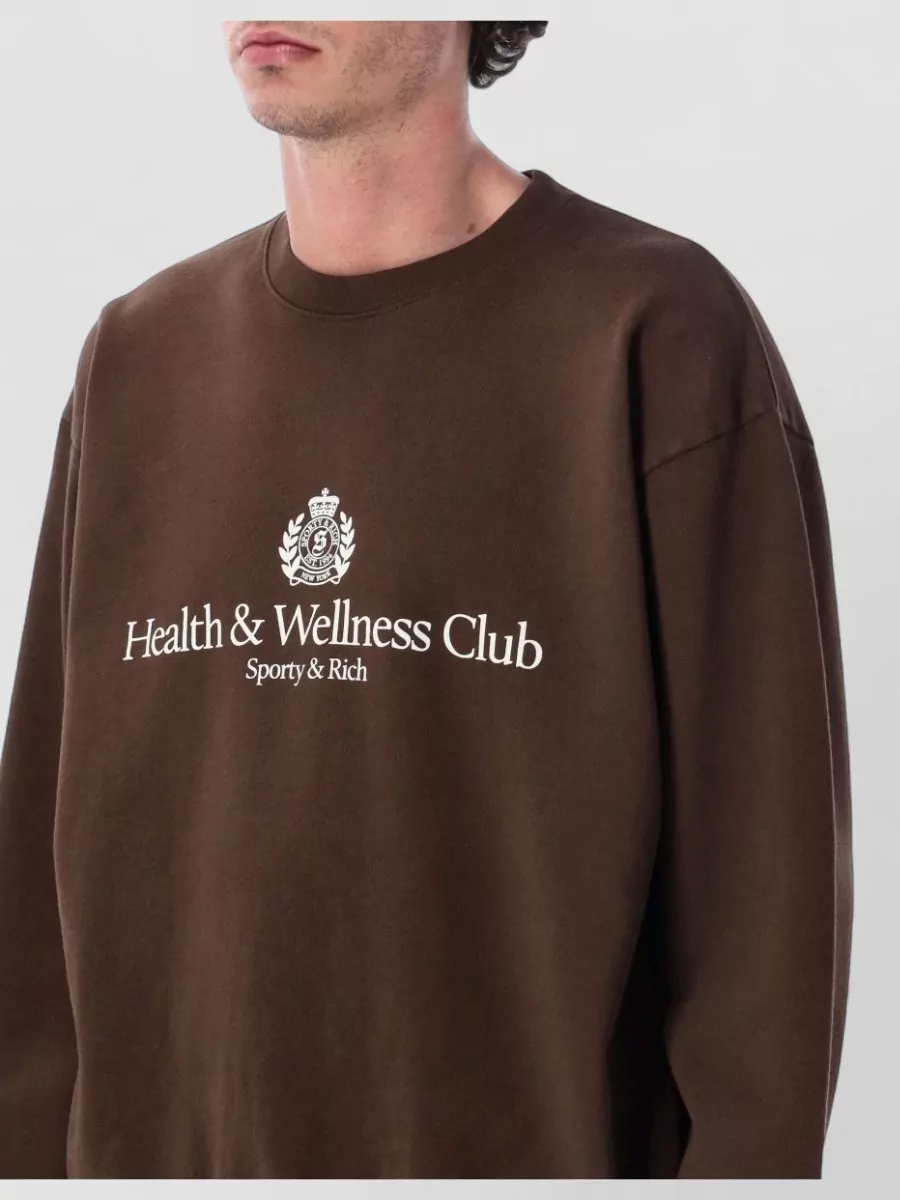 Sporty & Rich Cotton Logo-Print Crewneck Sweatshirt