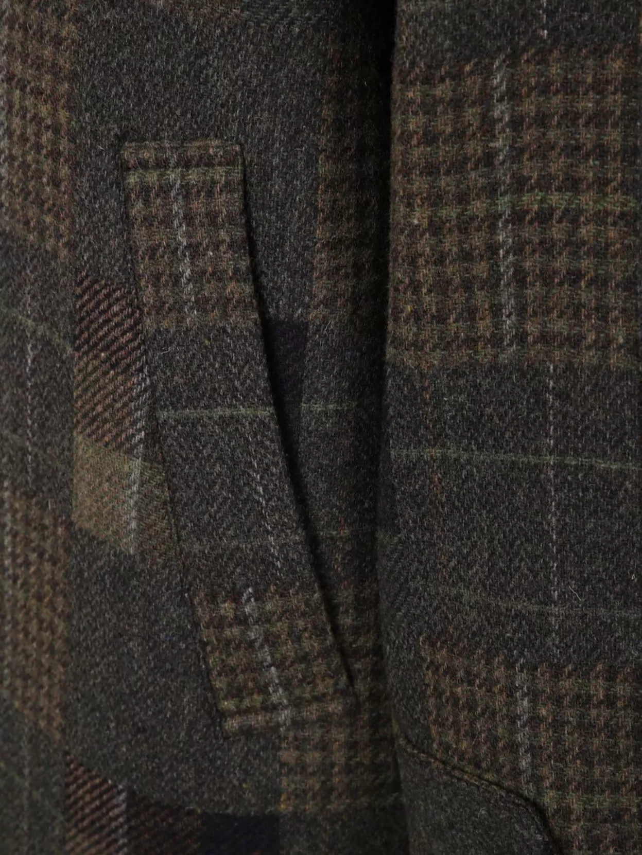 Les Deux Long Checkered Wool Coat With Notched Lapel