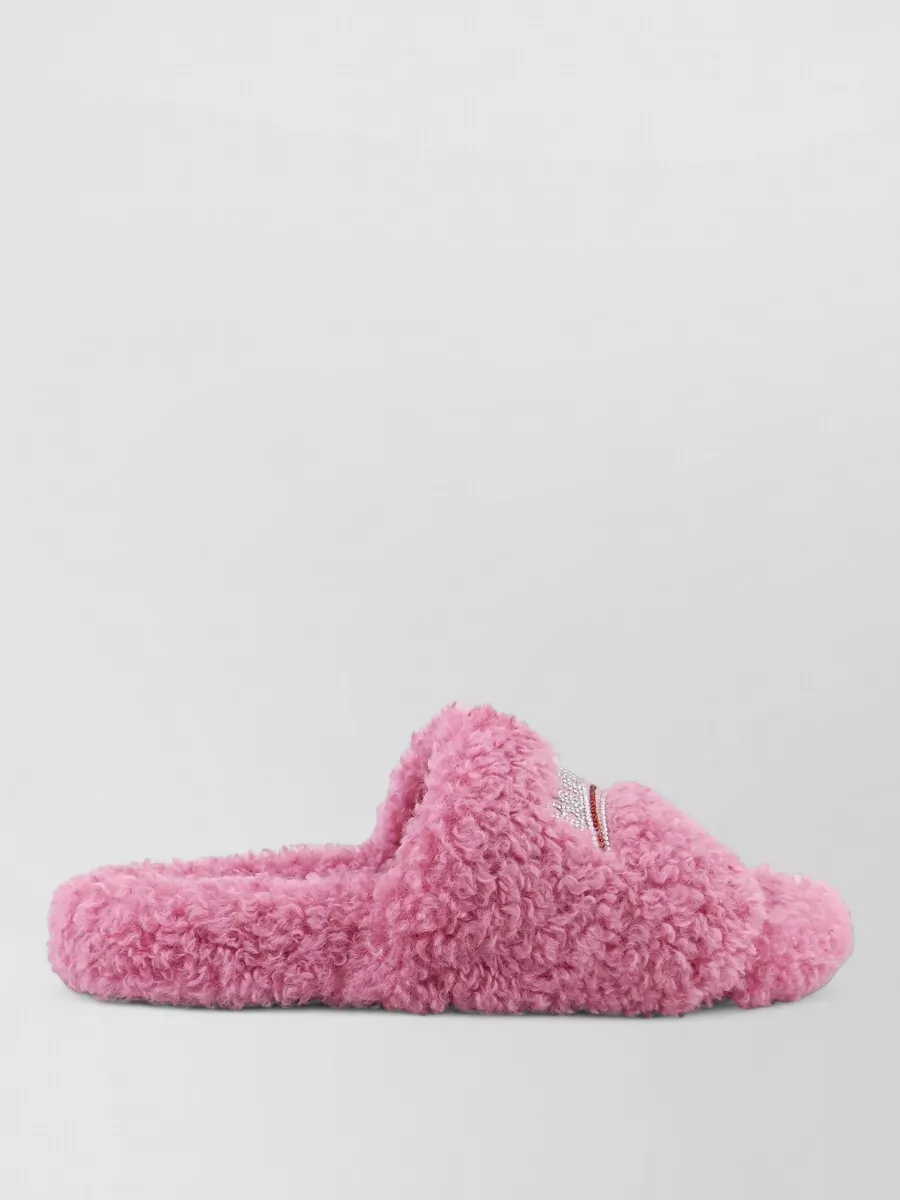 Balenciaga Flat Sandals Open Toe Faux Fur