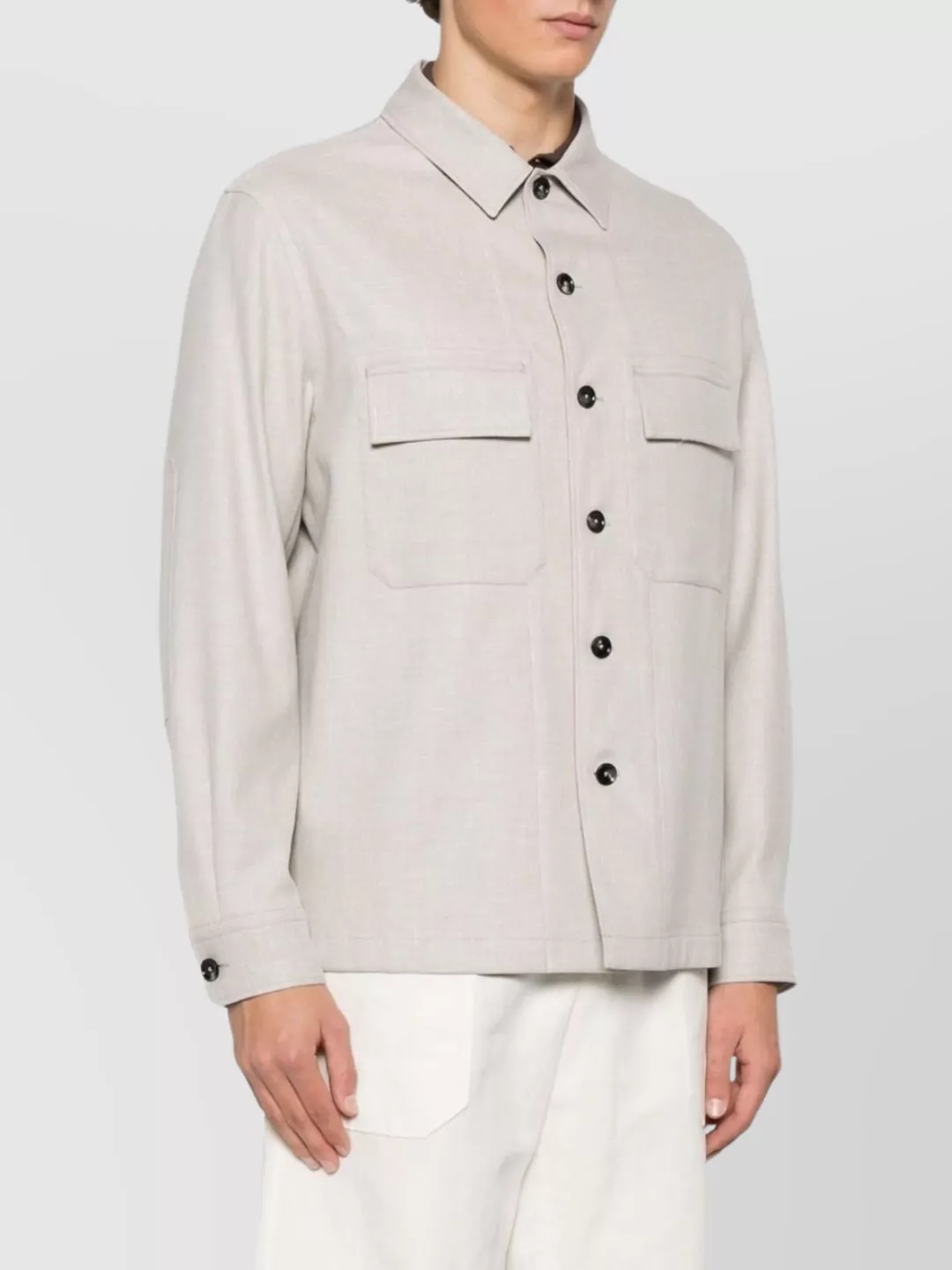 Shop Zegna Overshirt With Chest Pockets And Long Sleeves