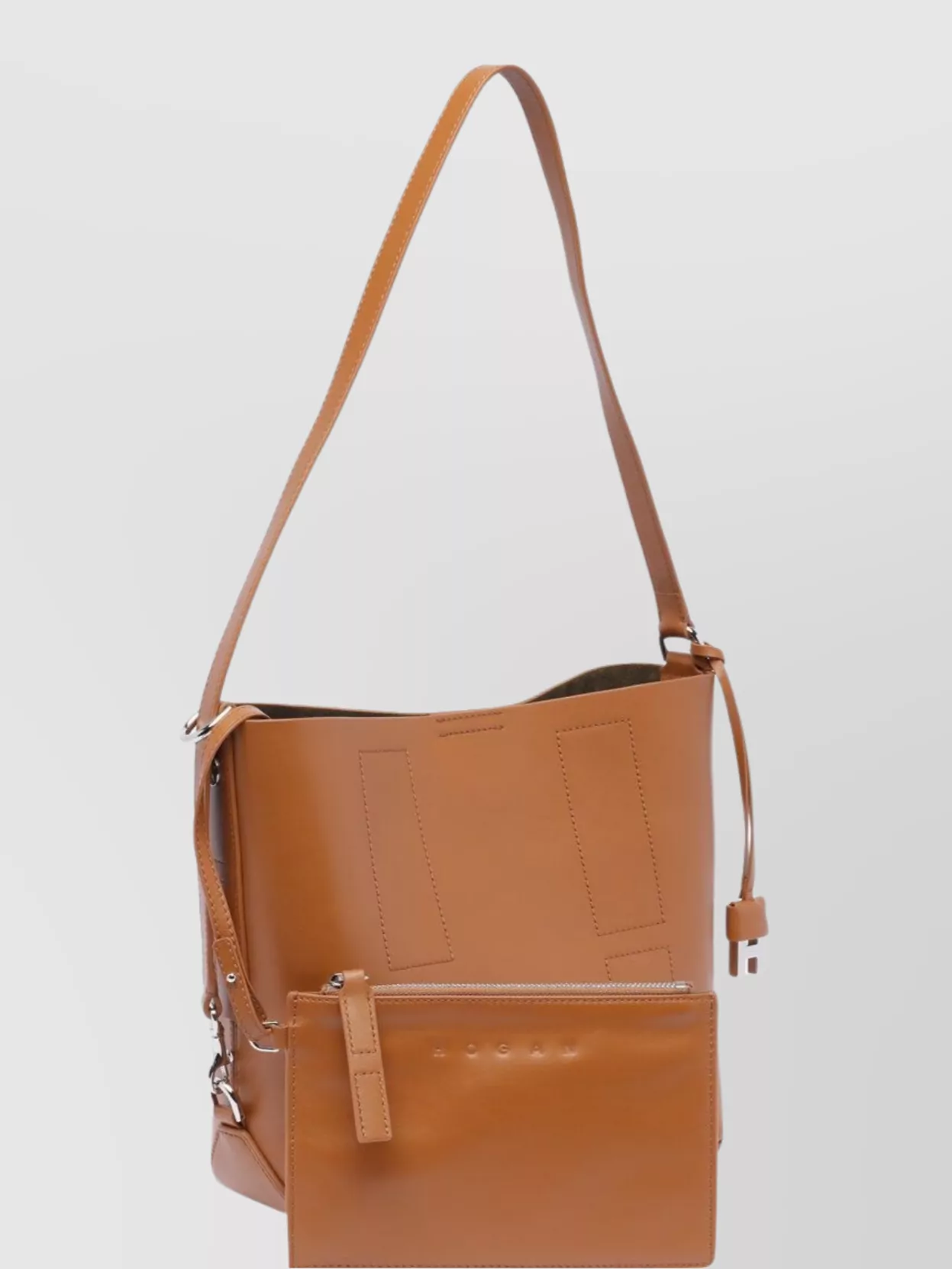 Hogan Adjustable Leather Shoulder Bag With Metal Hardware