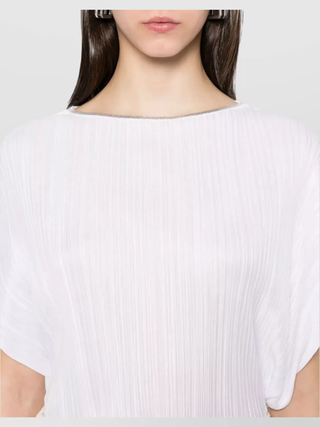 Fabiana Filippi Textured Pleated Relaxed Fit Round Neck Top