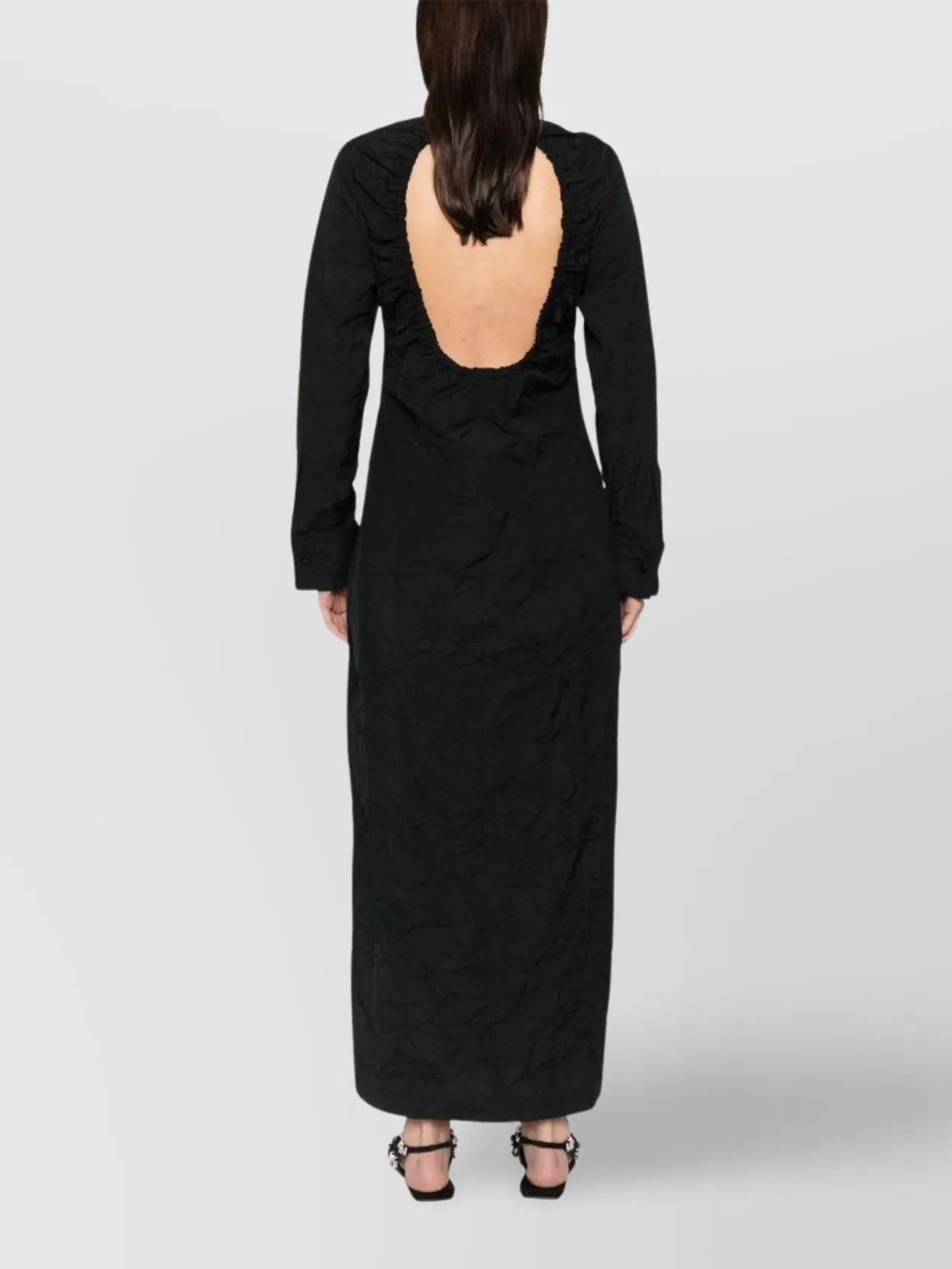 Max Mara Knee Length Dress With Long Sleeves And Open Back