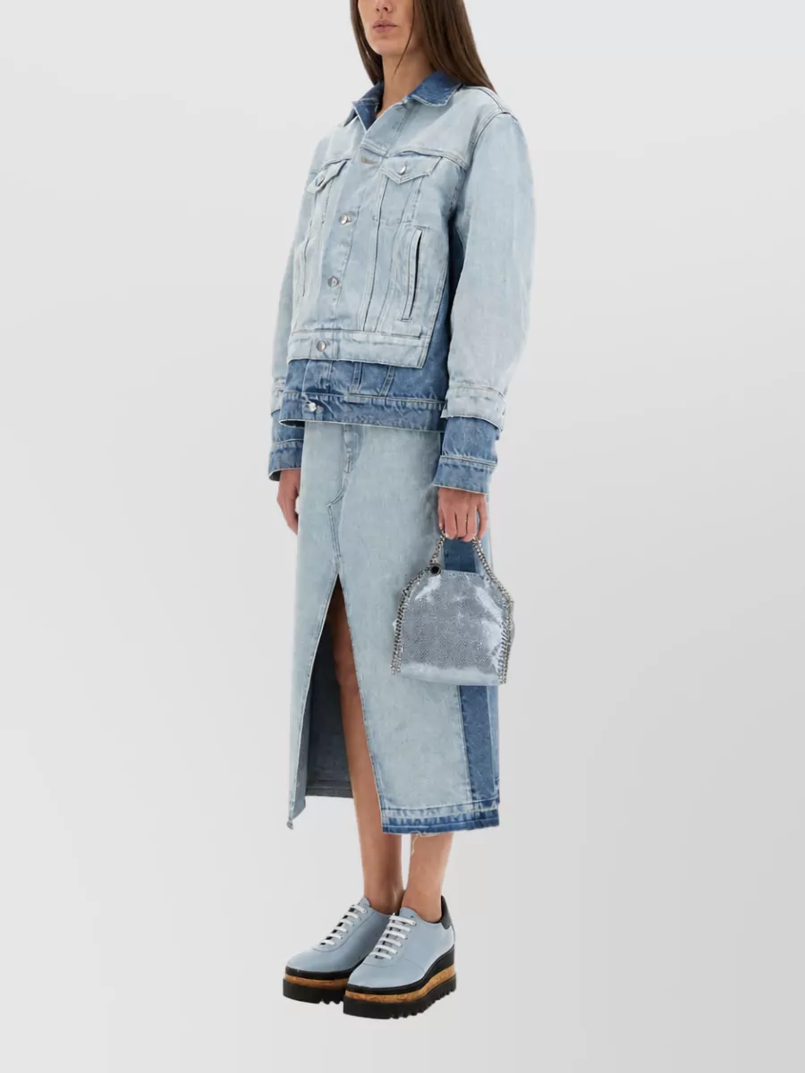 Stella Mccartney Denim Paneled High-Waisted Skirt