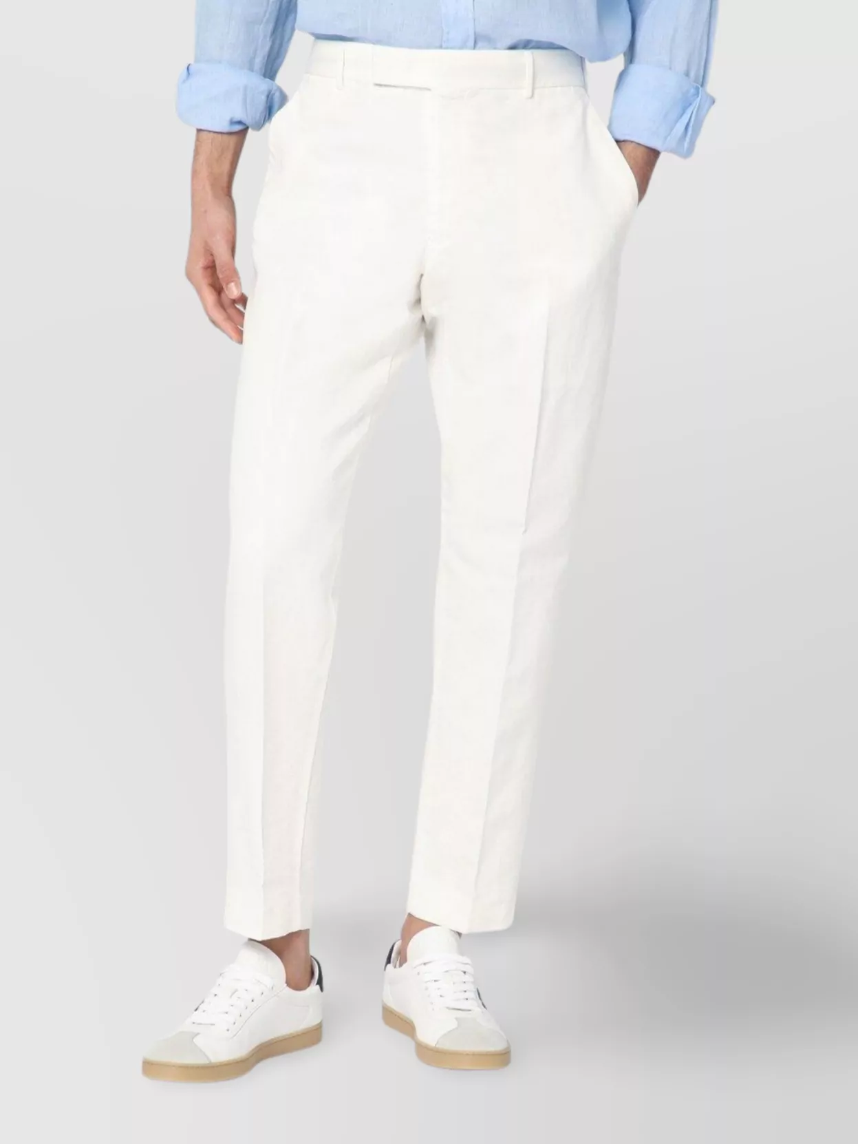 Pt Torino Cotton And Linen Trousers In White