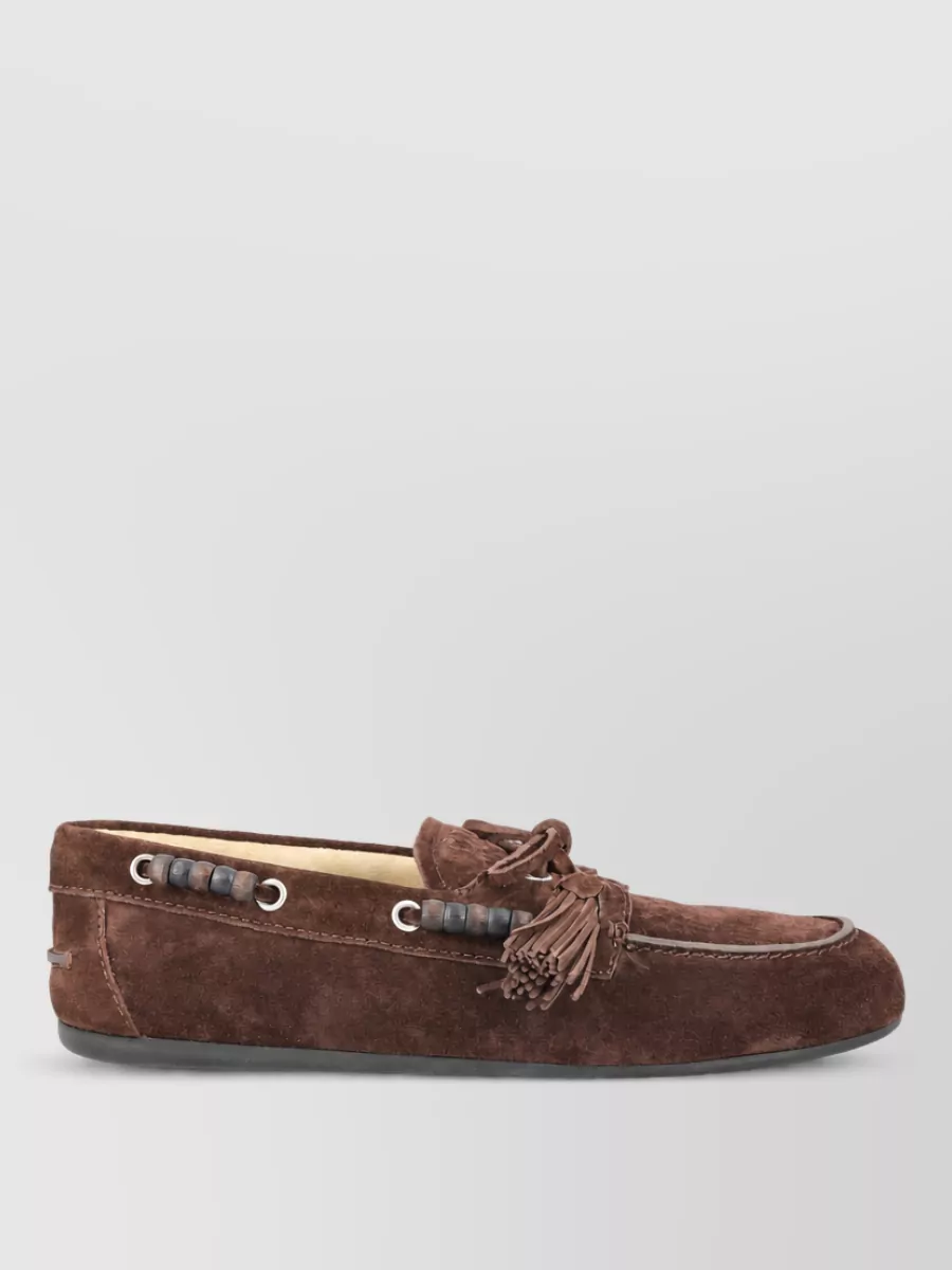 Miu Miu Leather Tassel Moccasins