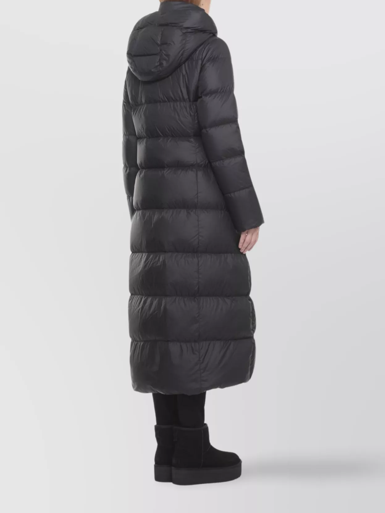 Canada Goose Padded Long Coat With Hood And Pockets In Black