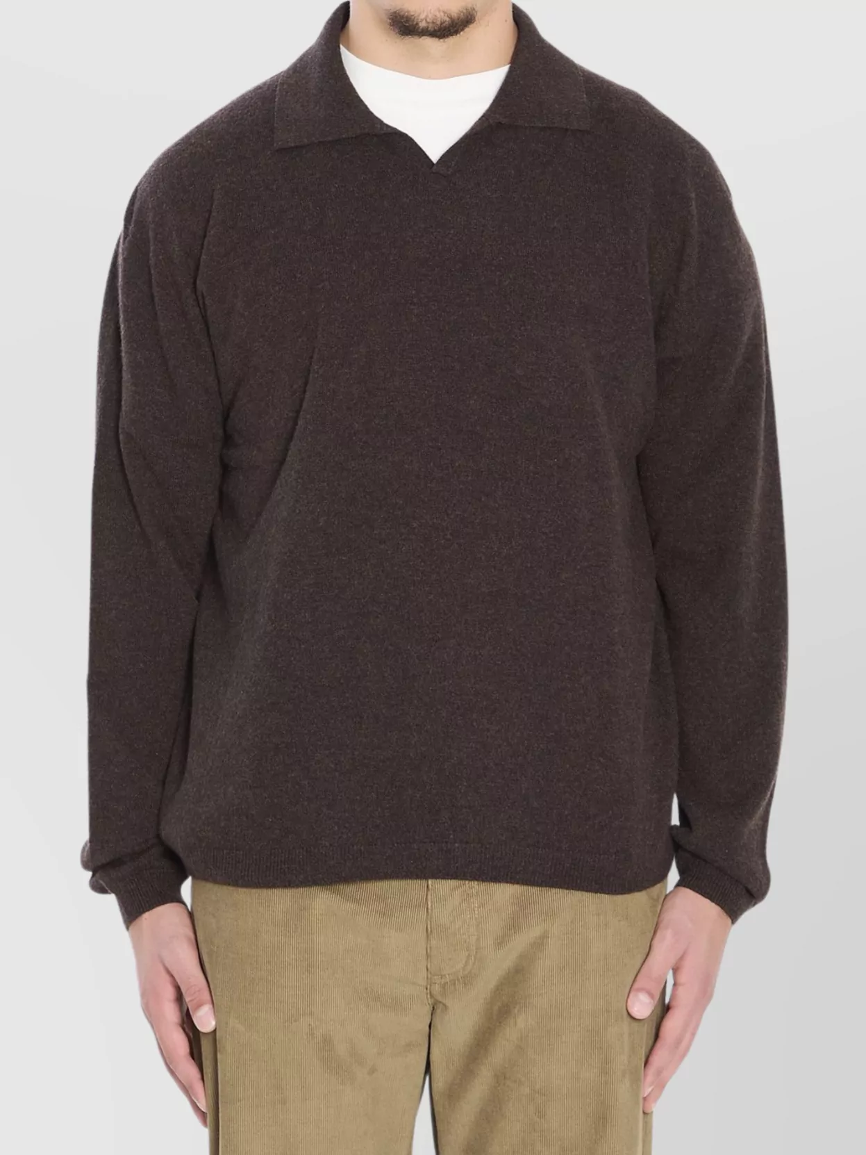 The Row Cashmere Polo Sweater Buttonless Placket