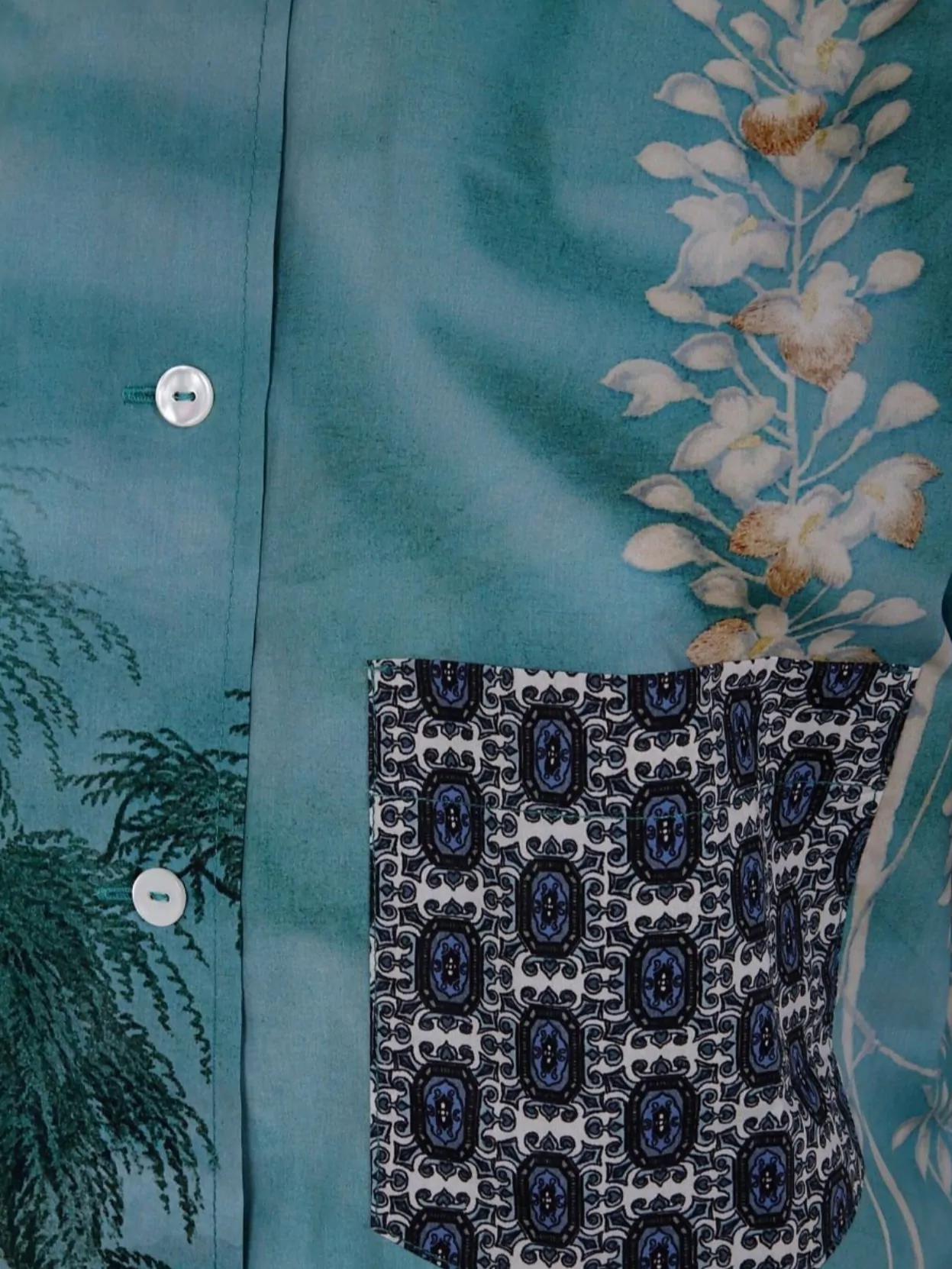 Pierre Louise Mascia Collared Shirt With Pocket And Print