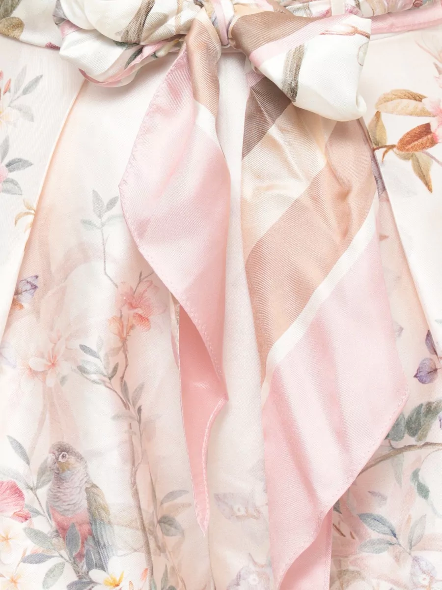 Zimmermann Silk Cotton Floral-Print Pleated Tailored Shorts