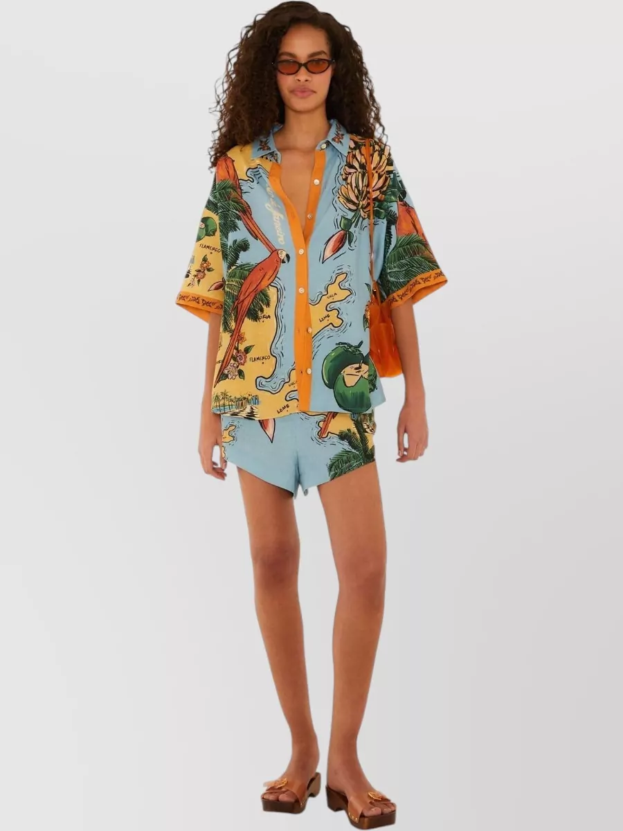 Farm Rio Printed Short-Sleeve Beach Shirt