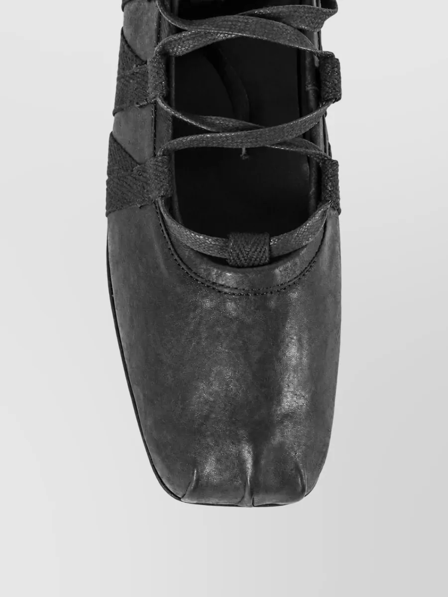 Ann Demeulemeester Lamb Leather Lace-Up Ballerina Shoes