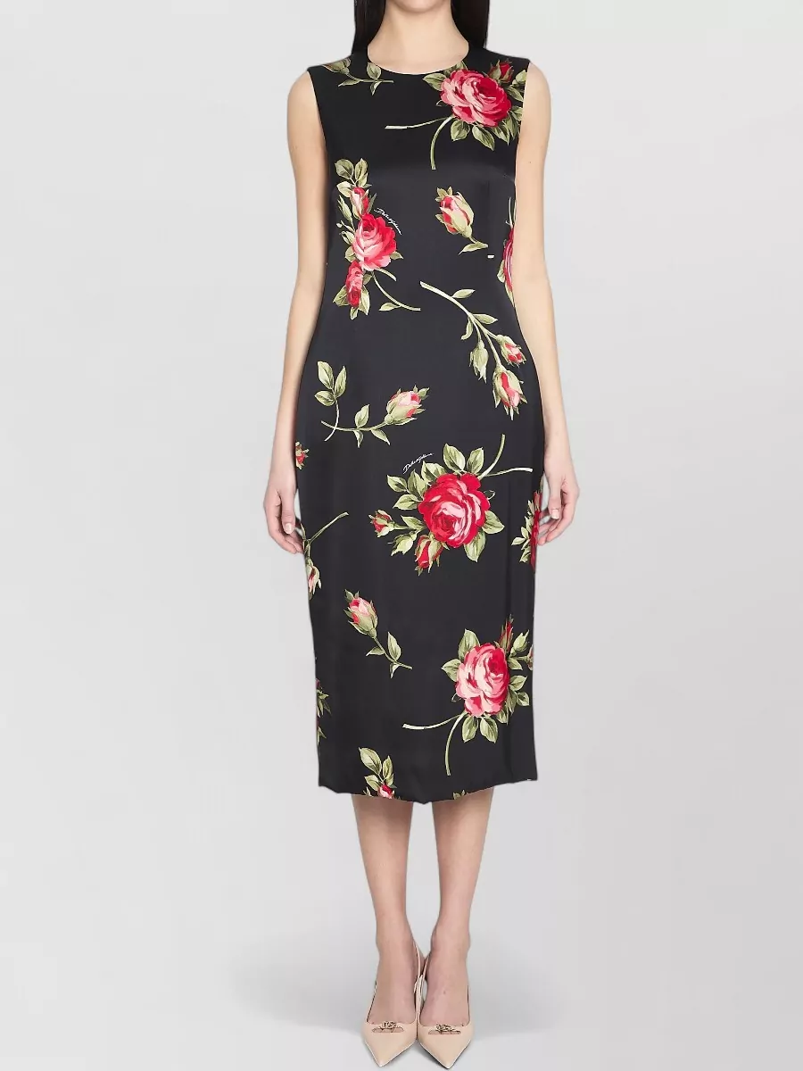 Dolce&Gabbana floral-print sleeveless slim-fit midi dress
