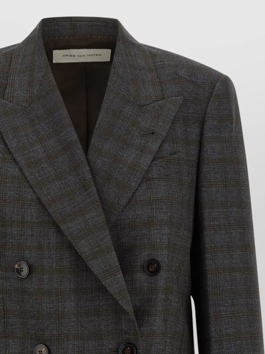 Dries Van Noten Wool Double-Breasted Check Blazer