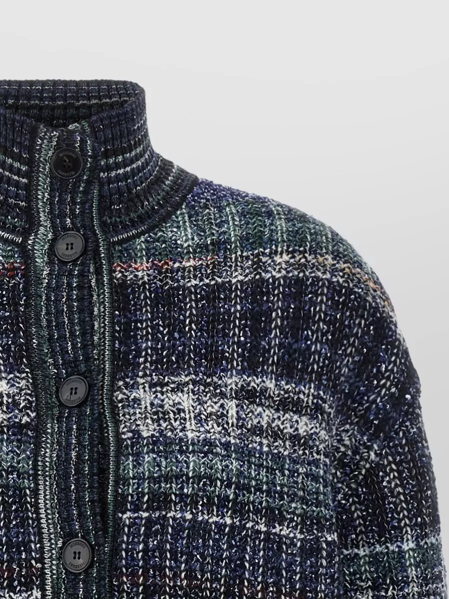 Missoni Wool Blend Checked Chunky Knit Maxi Cardigan
