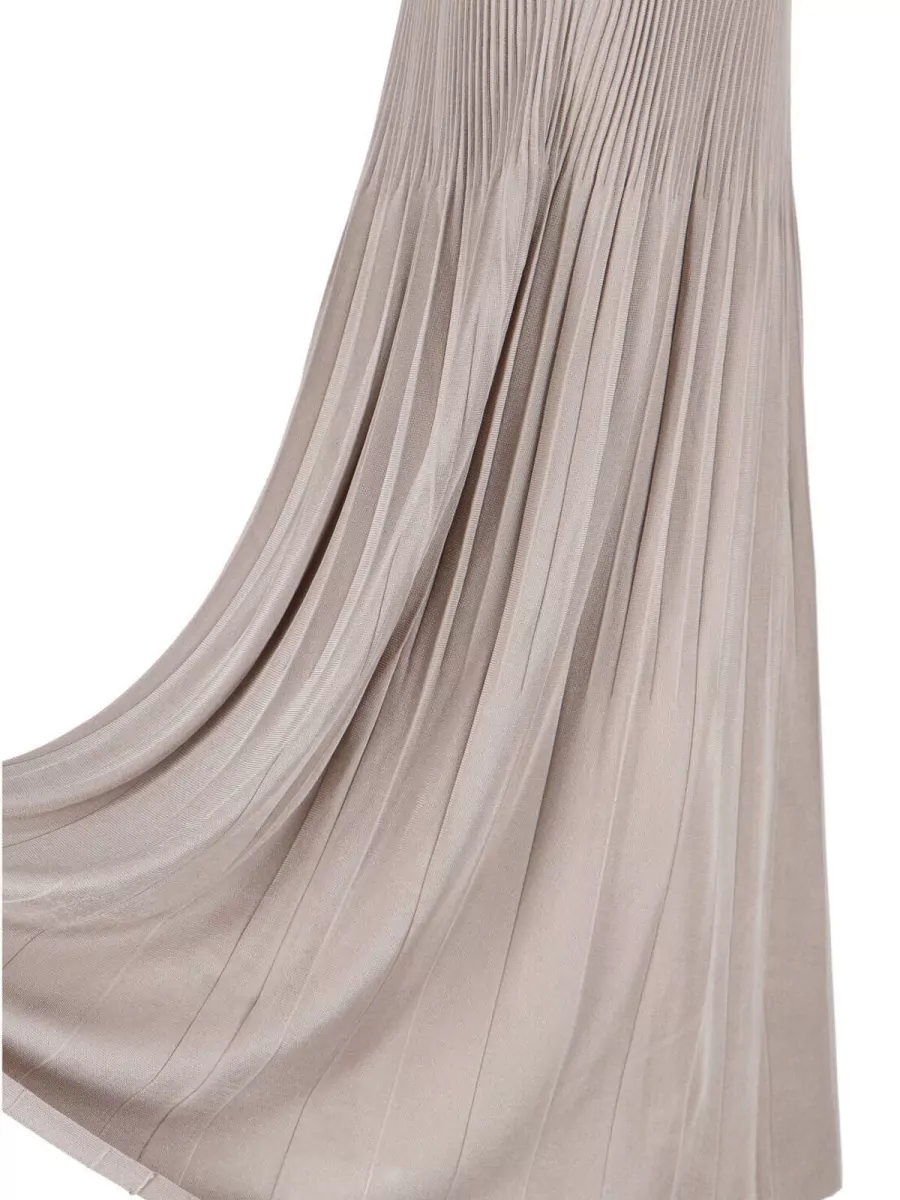 Giorgio Armani Pleated High Waist Maxi Skirt Button Detail