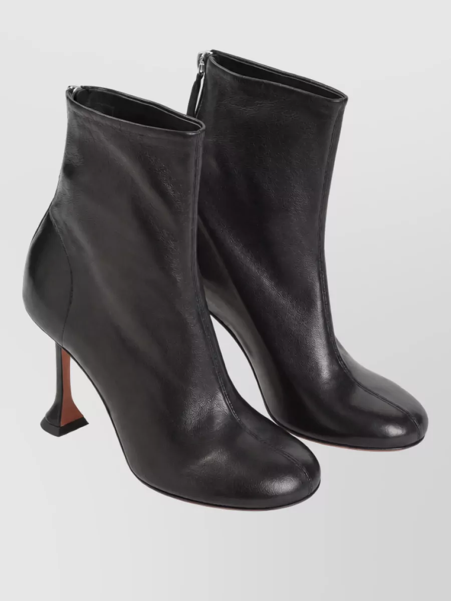 Amina Muaddi Leather Ankle Booties