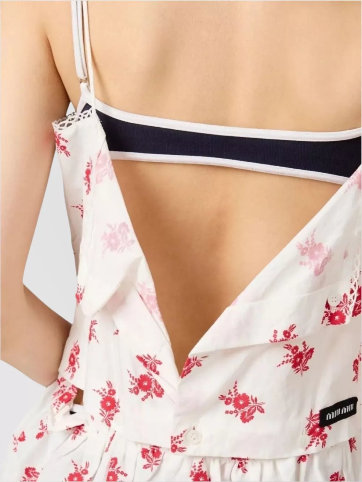 Miu Miu Floral Poppy Dress Lace Trim