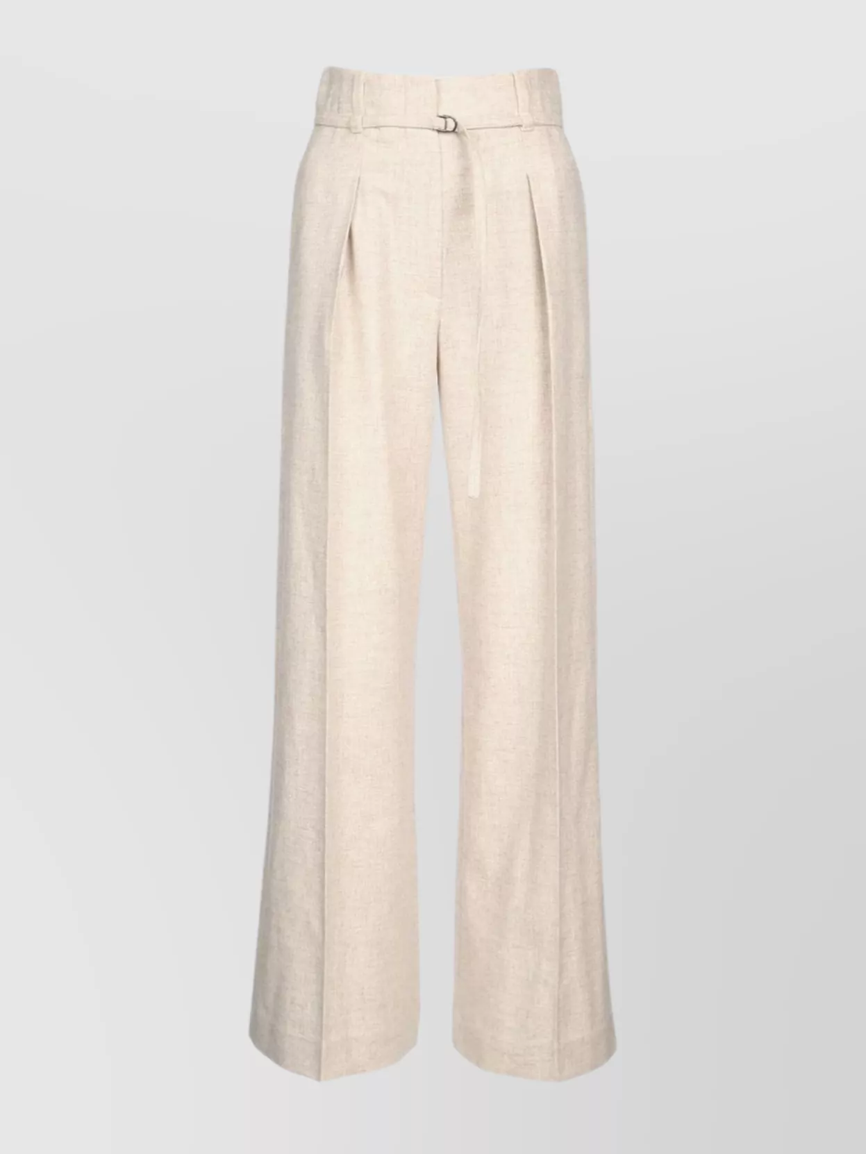 Brunello Cucinelli Wide Leg High Waist Trousers With Belt Loops In Neutral