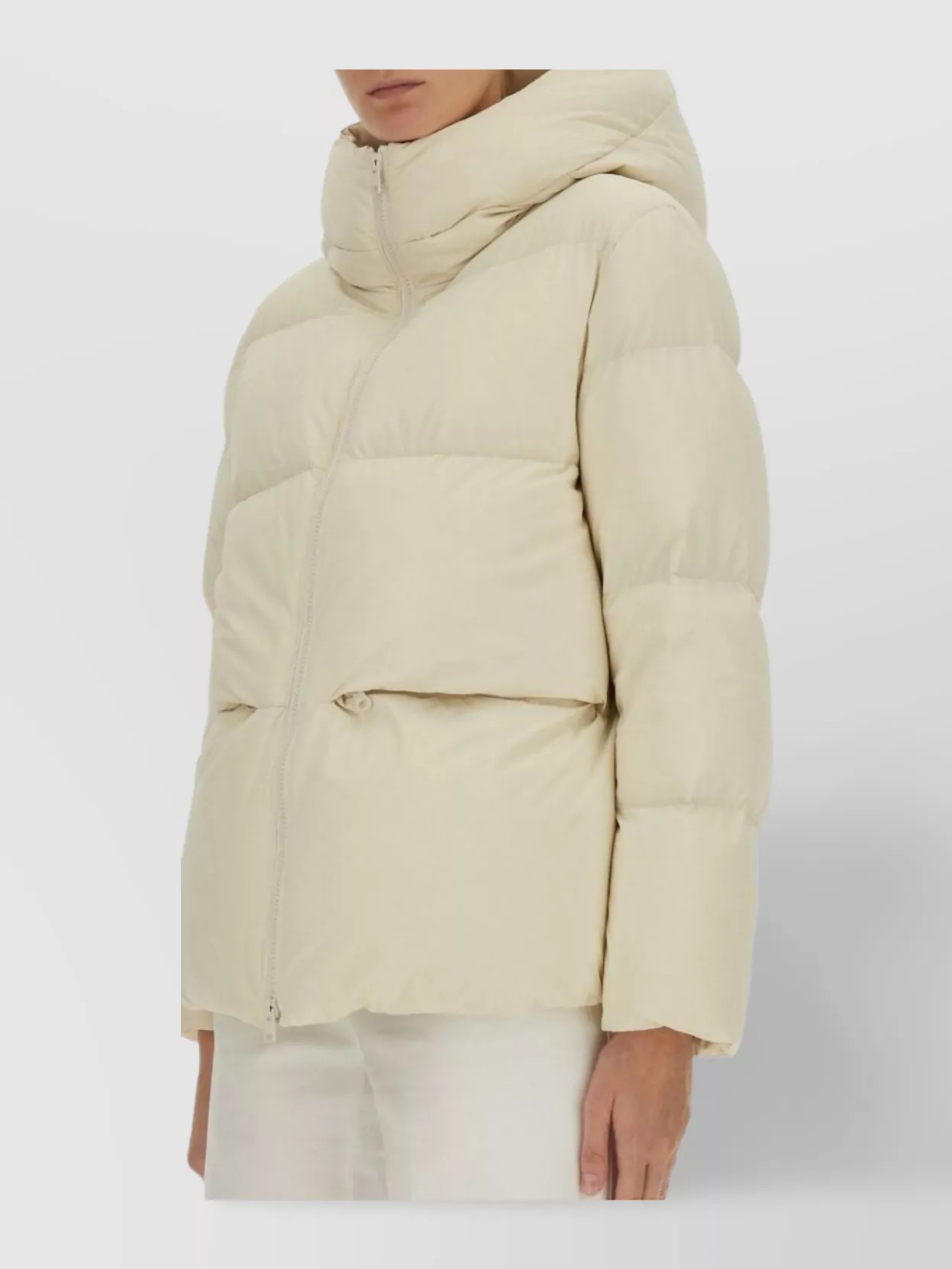 Woolrich Quilted Hooded Jacket Long Sleeves In Neutral