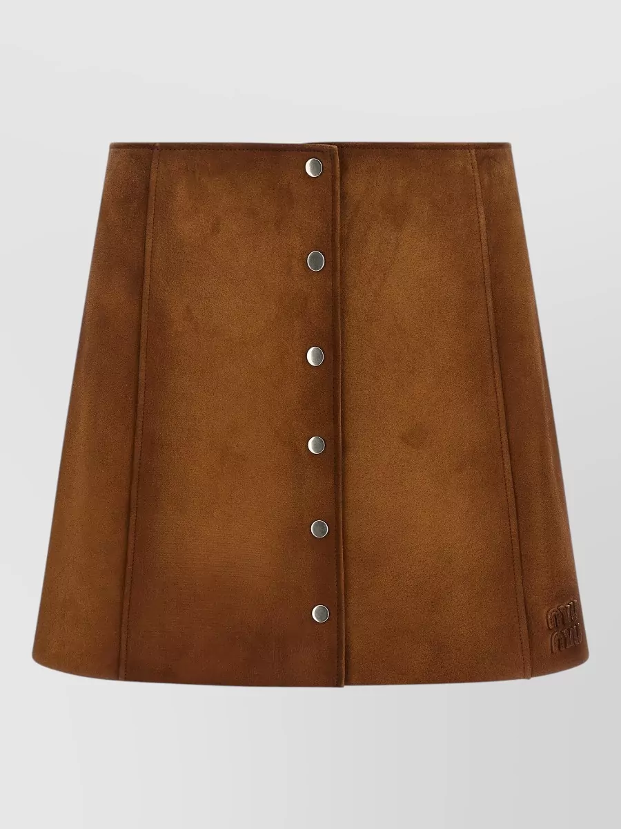 Miu Miu Suede paneled mini a-line skirt