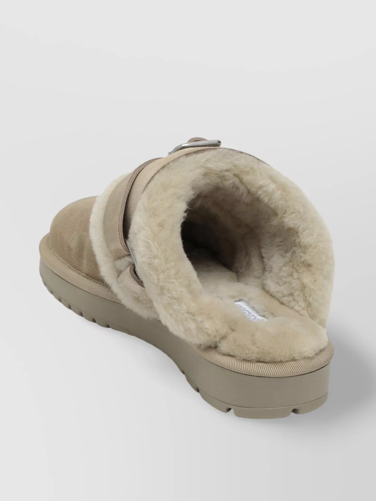 Burberry Round Toe Shearling Suede Mules