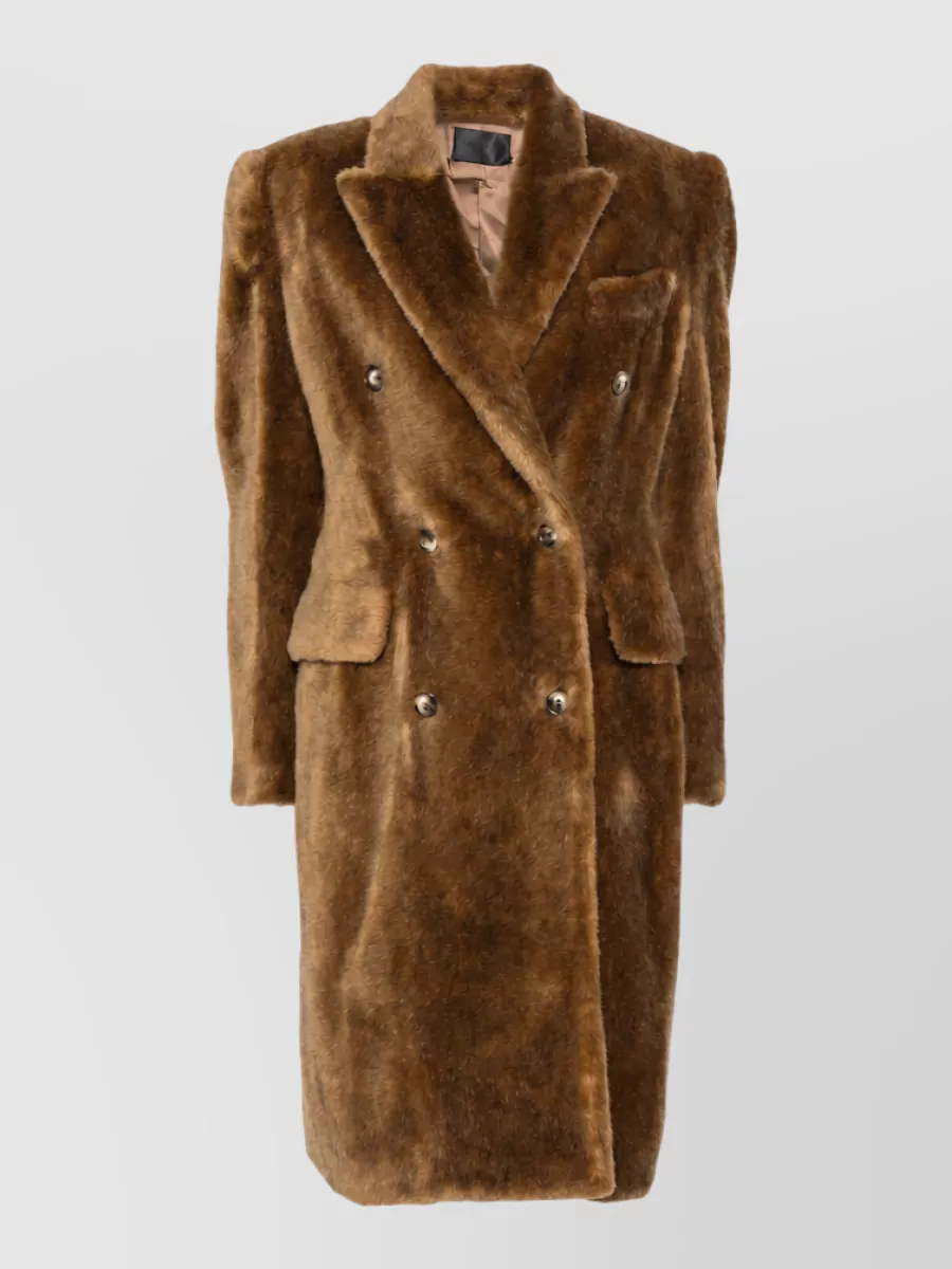 Mugler double-breasted faux-fur jacket