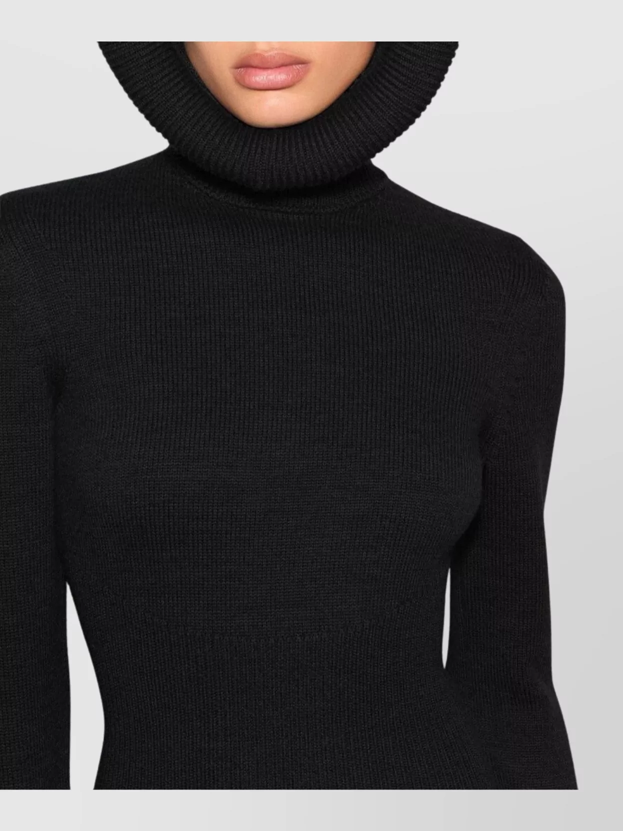 Alaïa Ribbed Sweater With Sculptural Hoodie Clothing