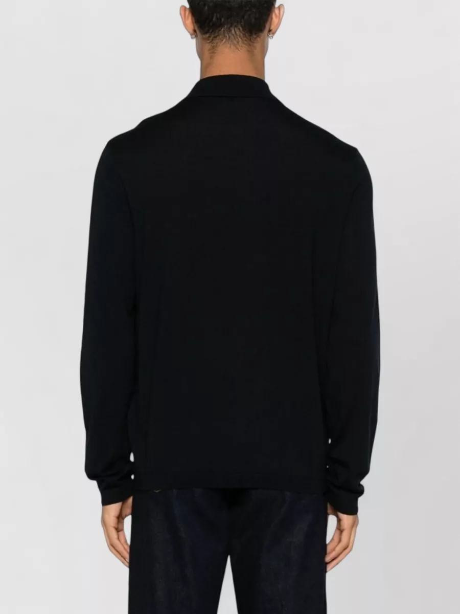 Emporio Armani Virgin Wool Long-Sleeve Polo Jumper